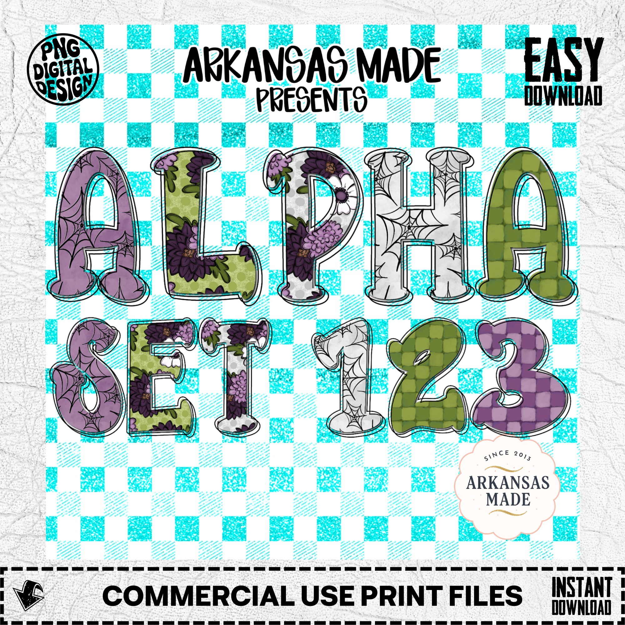 Halloween Alphabet Set PNG Sublimation Files | Spooky Letters & Numbers Digital Download for Crafter T-shirt Print
