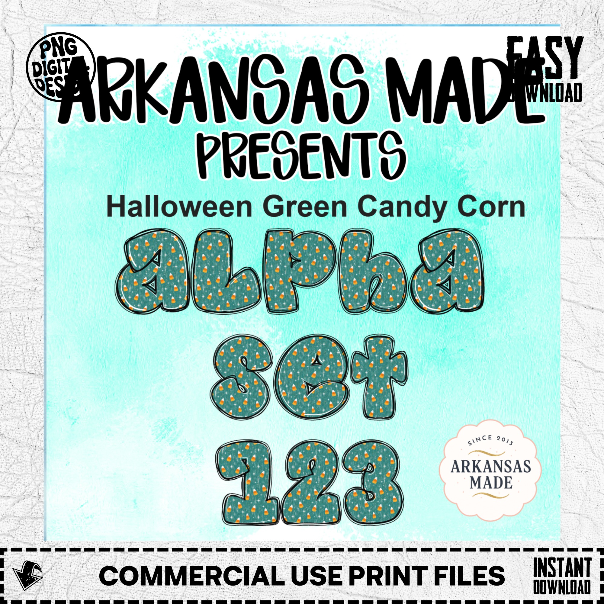 Halloween Green Candy Corn Alpha Set 123 Digital Alpha PNGs | Spooky Letters & Numbers Bundle for Sublimation & Fall Crafts DIY - Image 2