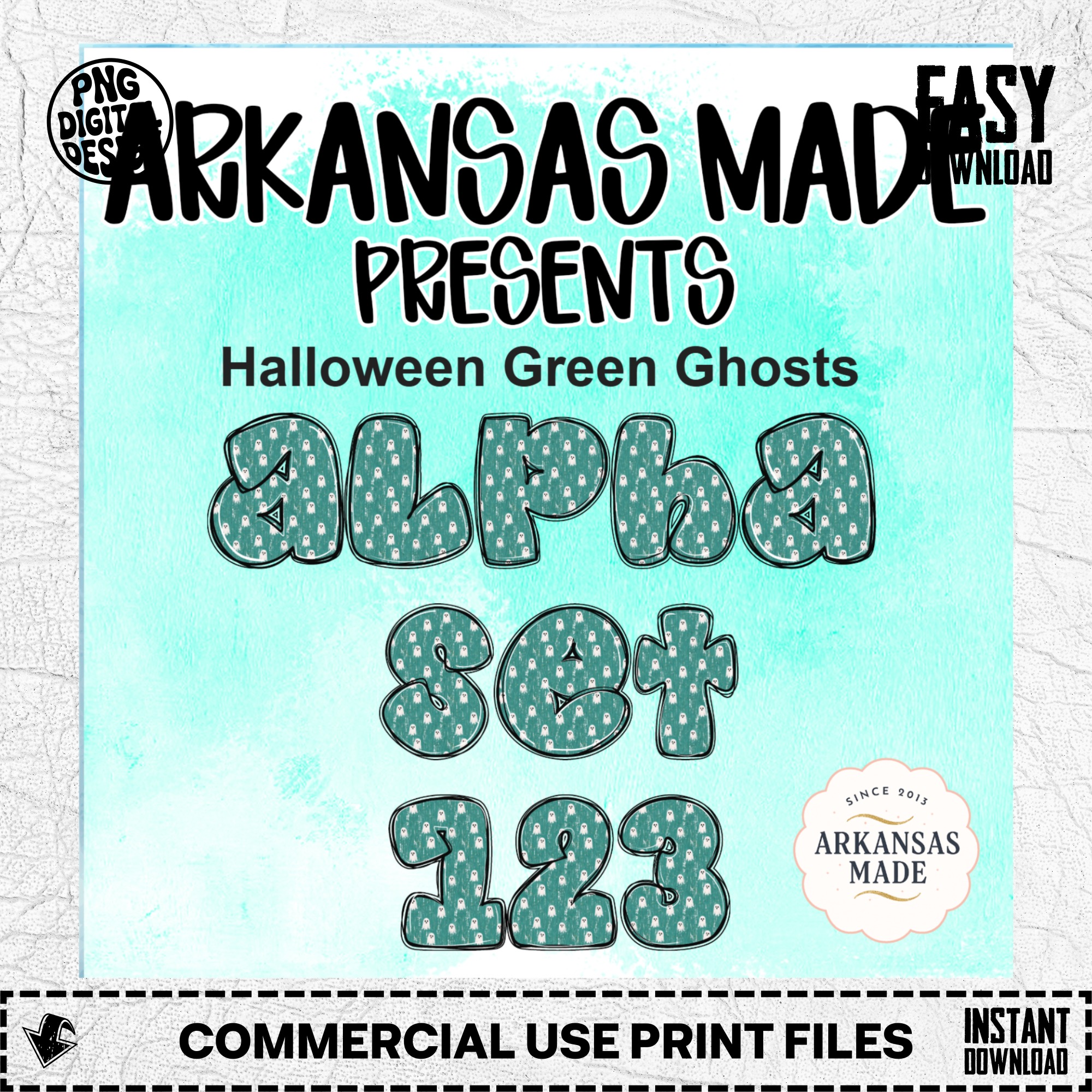 Halloween Green Ghosts Alpha Letter PNGs - Spooky Ghost Digital Alphabet Clip Art for Sublimation & Crafts - Image 2