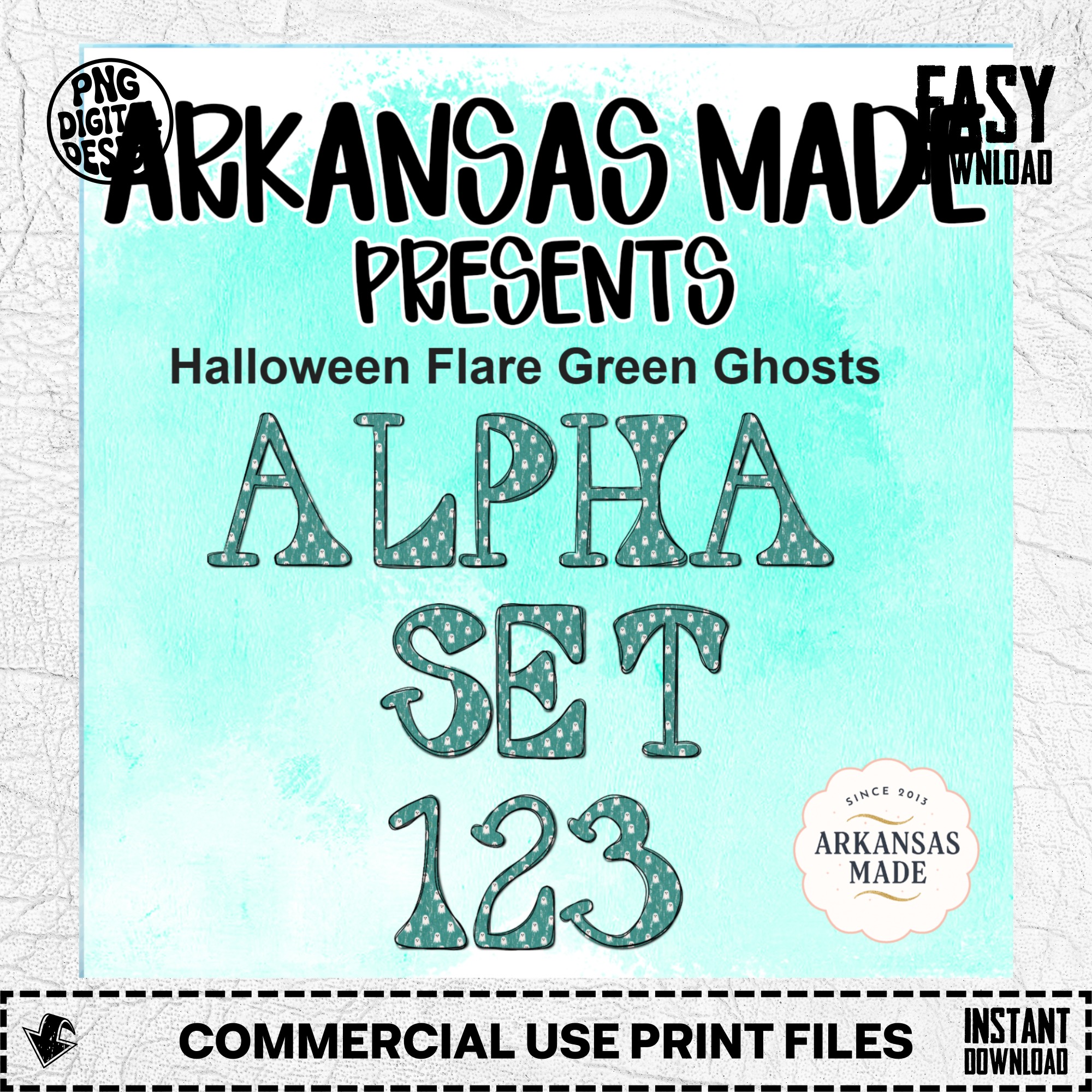 Halloween Flare Green Ghosts Alpha Set 123 PNGs | Spooky Ghost Digital Alphabet Letters Numbers ClipArt Bundle - Image 2