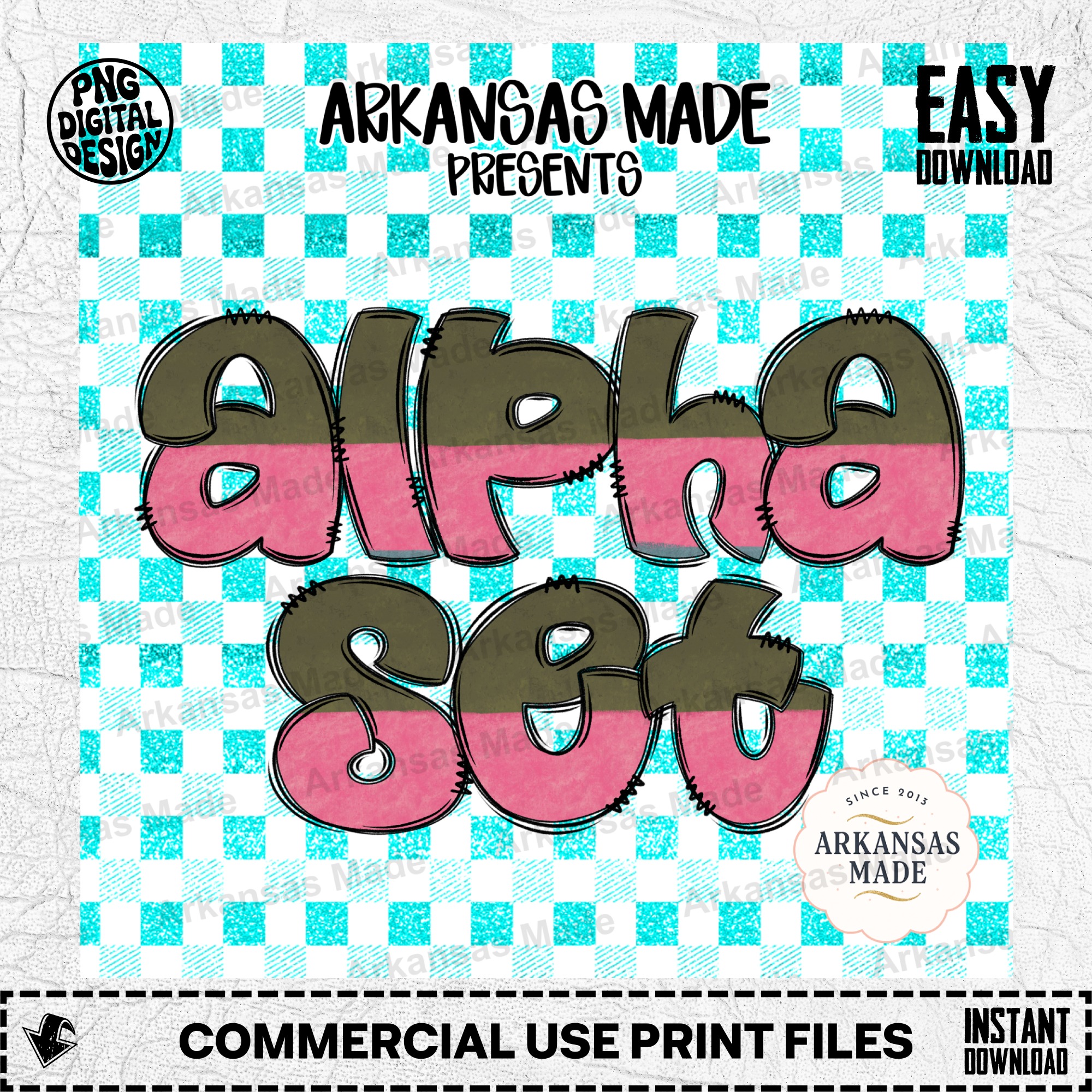 Bubblegum Grunge Alpha PNG Set | Distressed Two Tone Font | Pink & Olive Letters | Digital Download for Sublimation & Crafts - Image 2