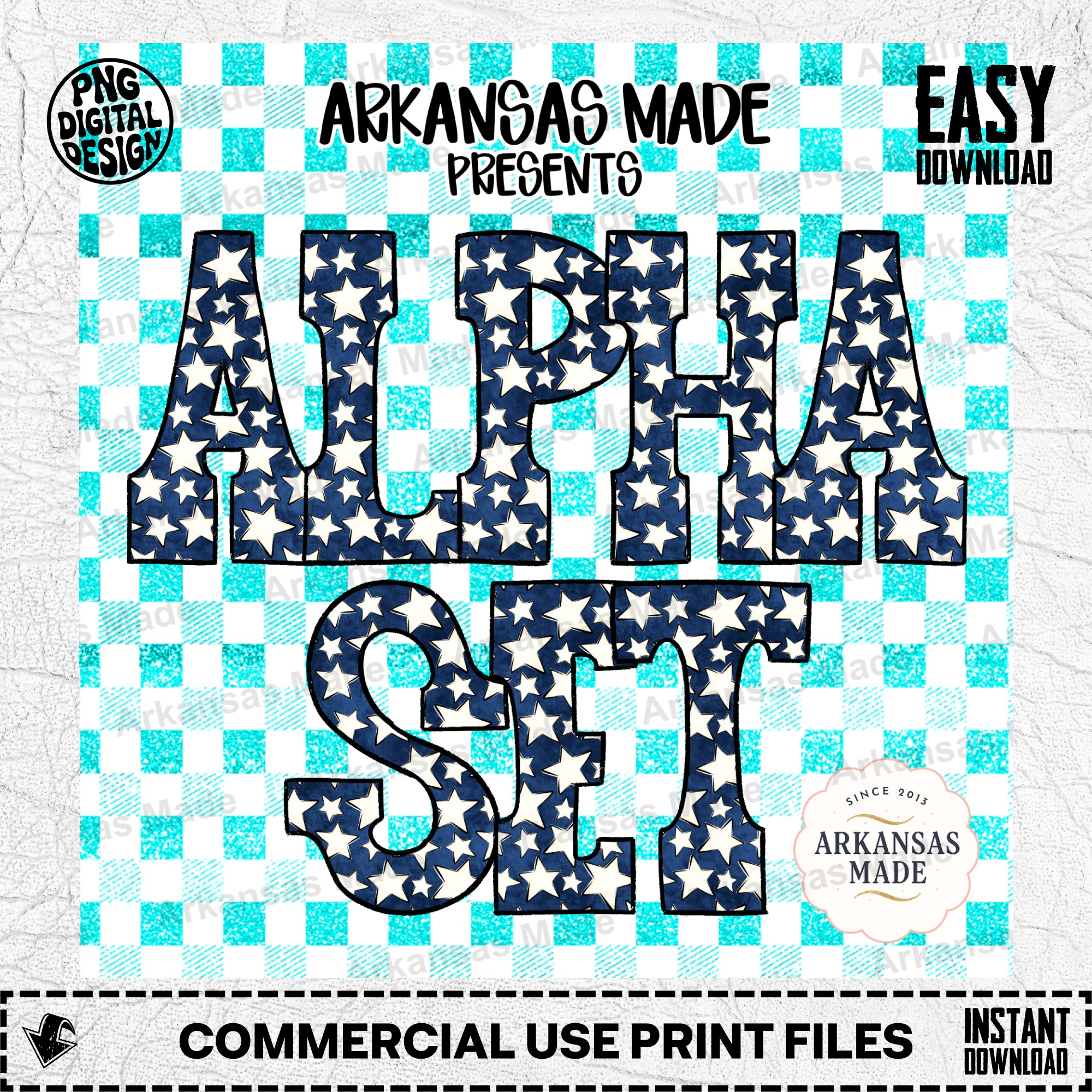 Patriotic Star Letters Alpha Set PNG Bundle, Americana Alphabet Digital Download for 4th of July Crafts - Image 2