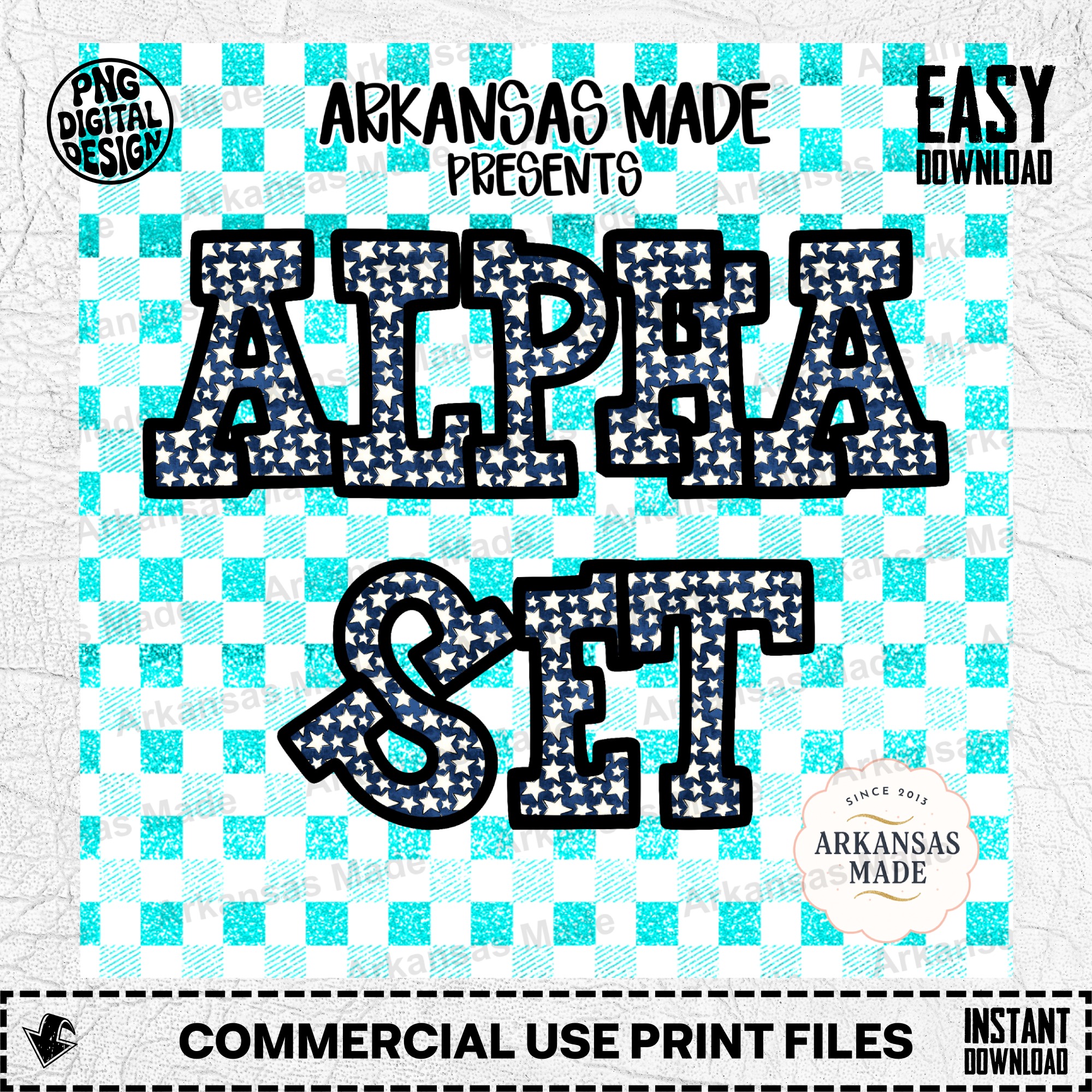 Distressed Navy Star Alpha Set PNG, Patriotic Digital Alphabet Letters, Americana Font Sublimation Design, Crafting Clipart Download - Image 2