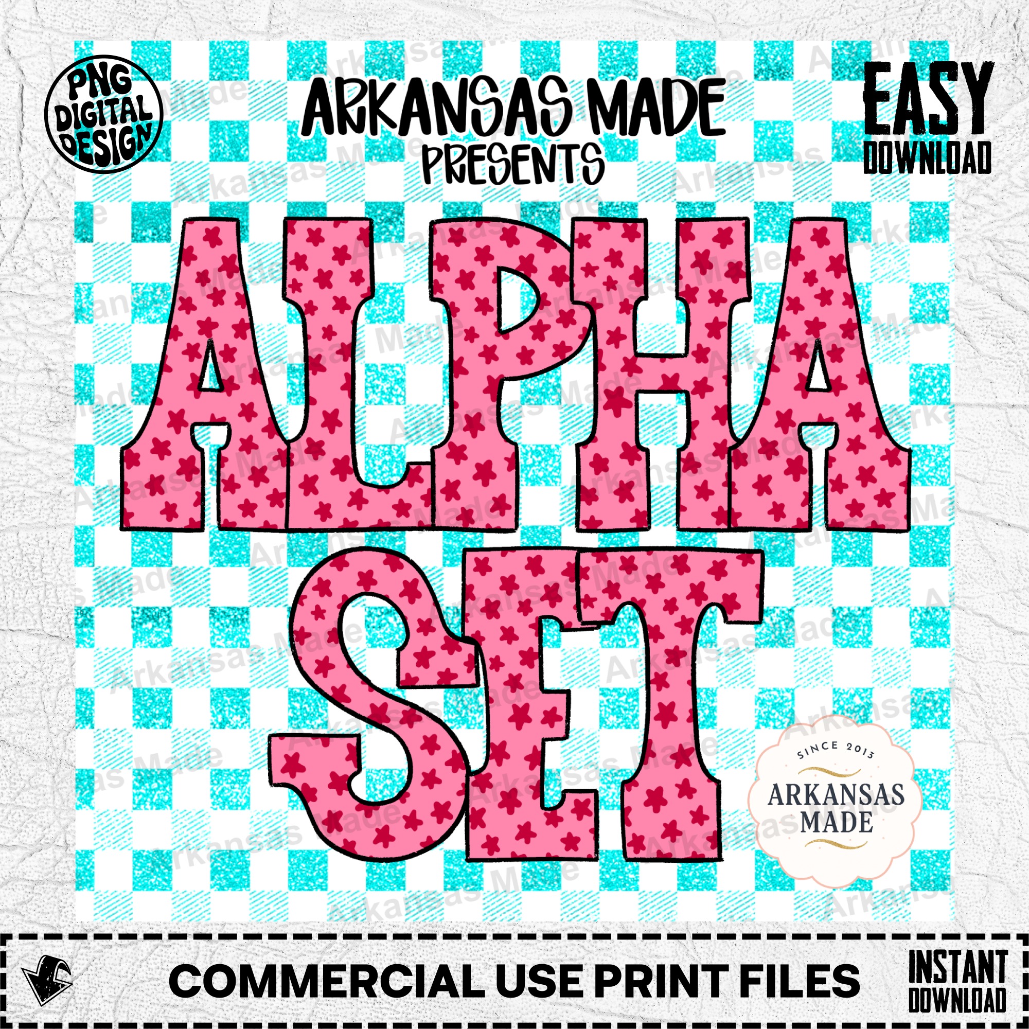 Pink Star Alpha Set PNG | Red Star Alphabet Sublimation Digital Download | Chunky Letters Font for Crafting - Image 2