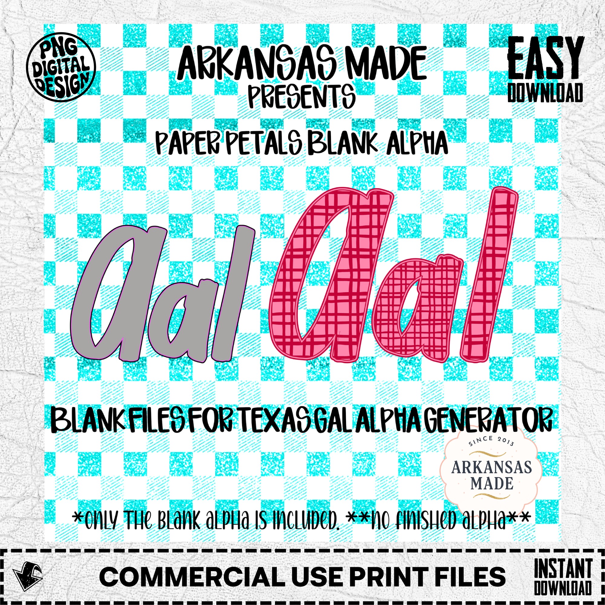 Blank Digital Fillable Alphas for Texas Gal Alpha Generator - Paper Petals Font Style DIY Custom Letters & Sublimation Files - Image 2