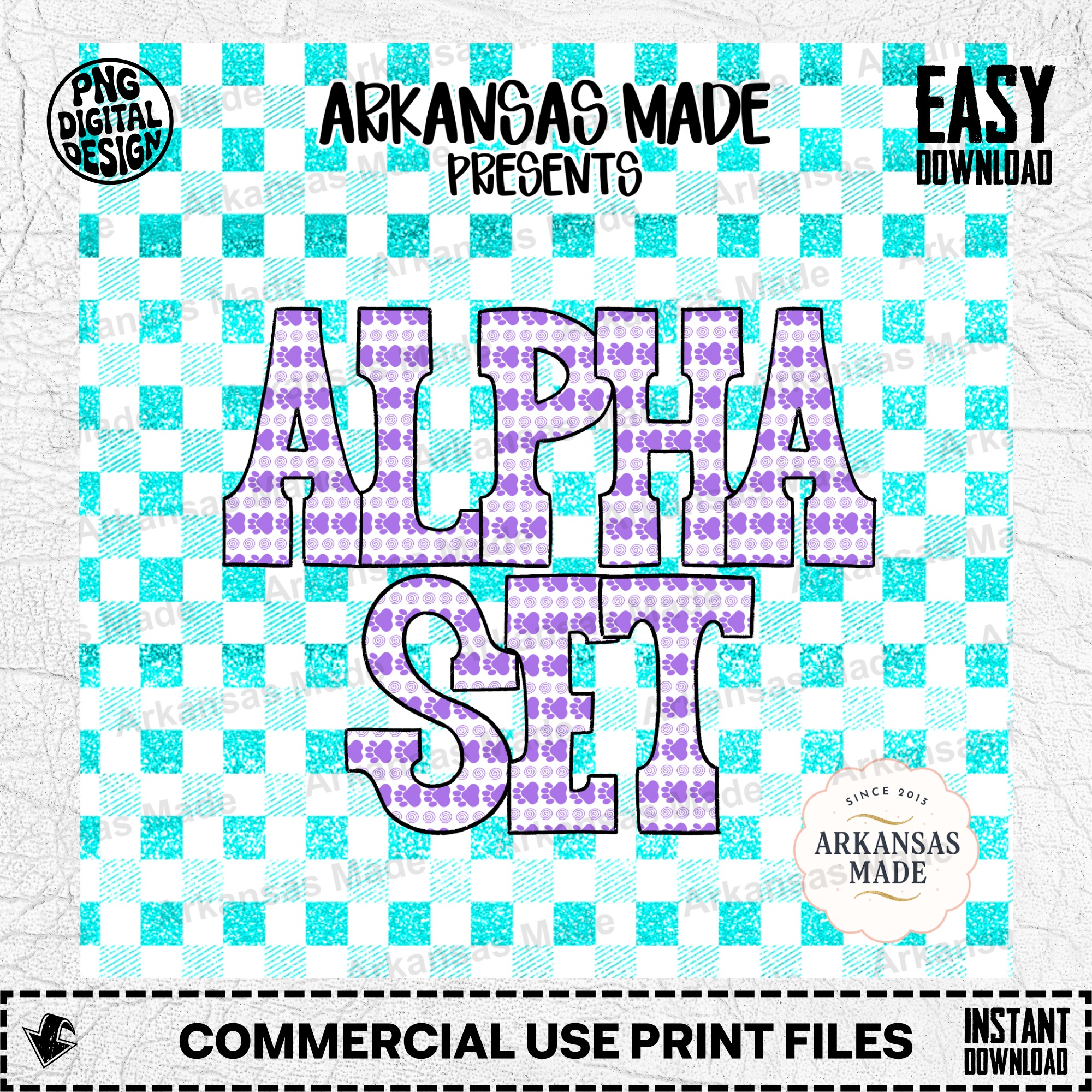 Paw Print Alpha PNG Set, Purple Animal Alphabet Clipart, Digital Download for Pet Lovers & Crafters, Custom Name Design, Sublimation Graphic - Image 2