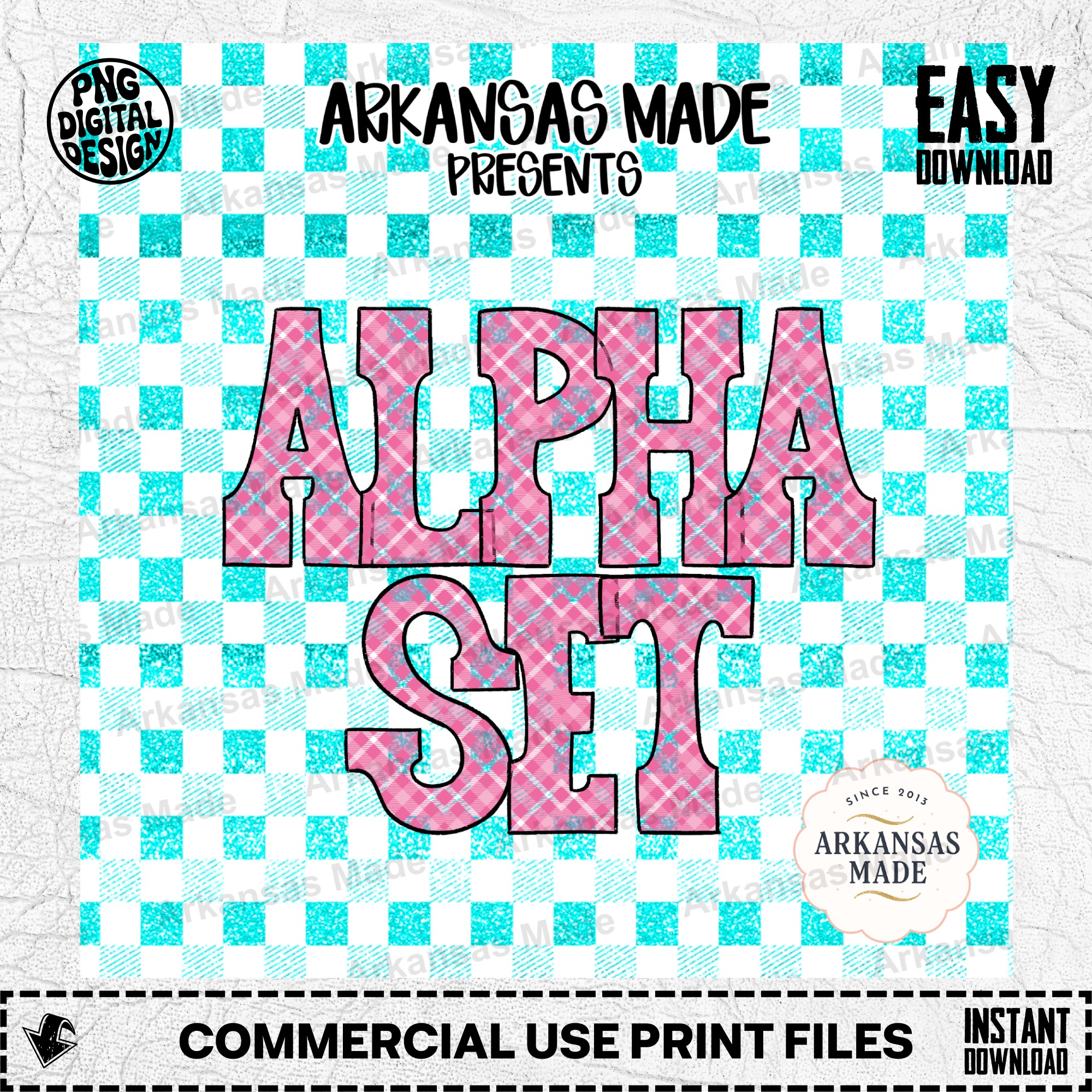 Pink Plaid Alpha PNG Set, Pink Buffalo Plaid Alphabet Digital Download, Cute Plaid Font Sublimation Letters, Craft PNG Bundle - Image 2