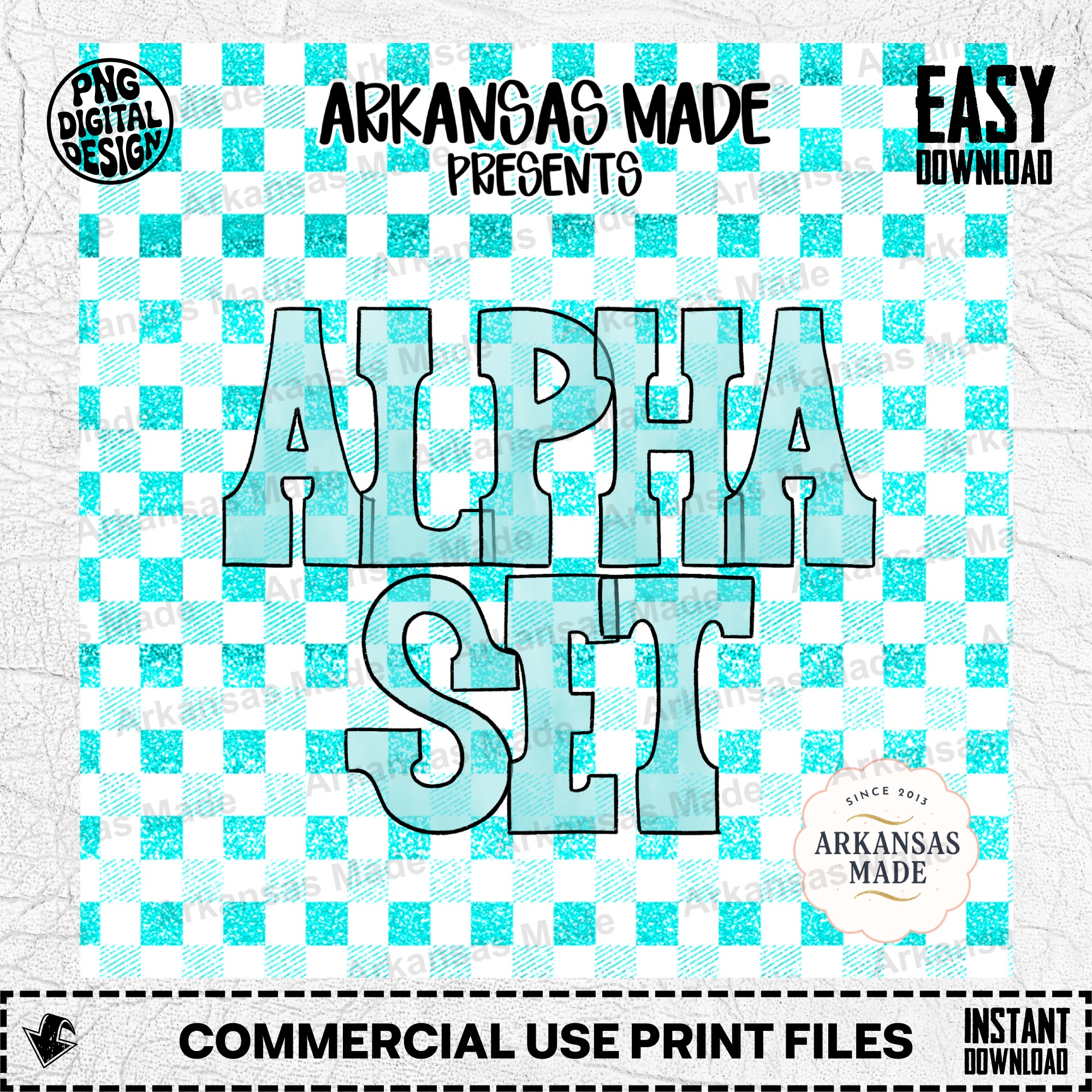 Alpha PNG Set, Teal Aqua Faux Glitter Outline Alphabet Letters, Digital Download for Sublimation Crafting, Custom Font - Image 2