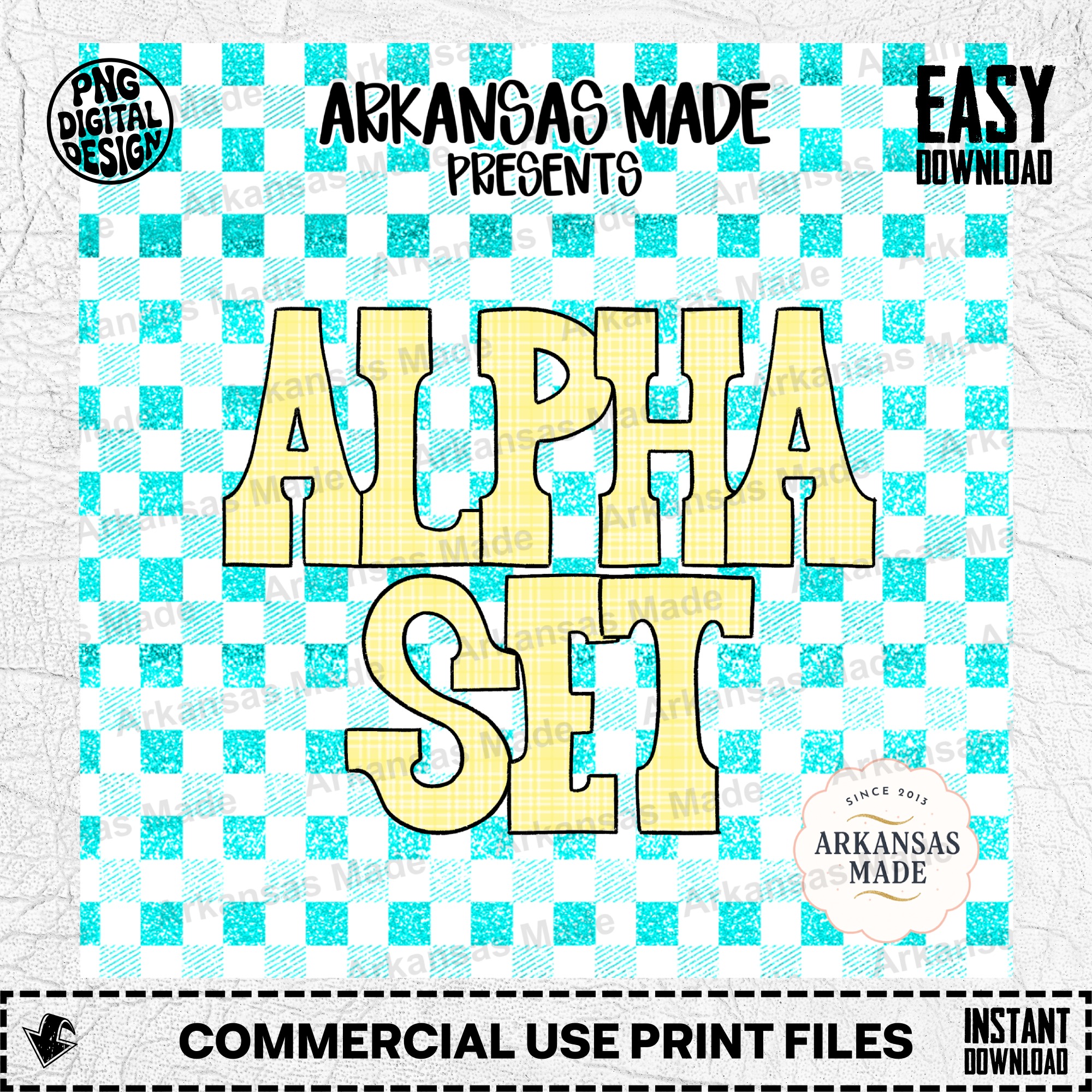 Yellow Plaid Alpha PNG Set, Gingham Letters Clipart, Preppy Font Digital Download, School Spirit Crafting Alphabet, Sublimation Design - Image 2
