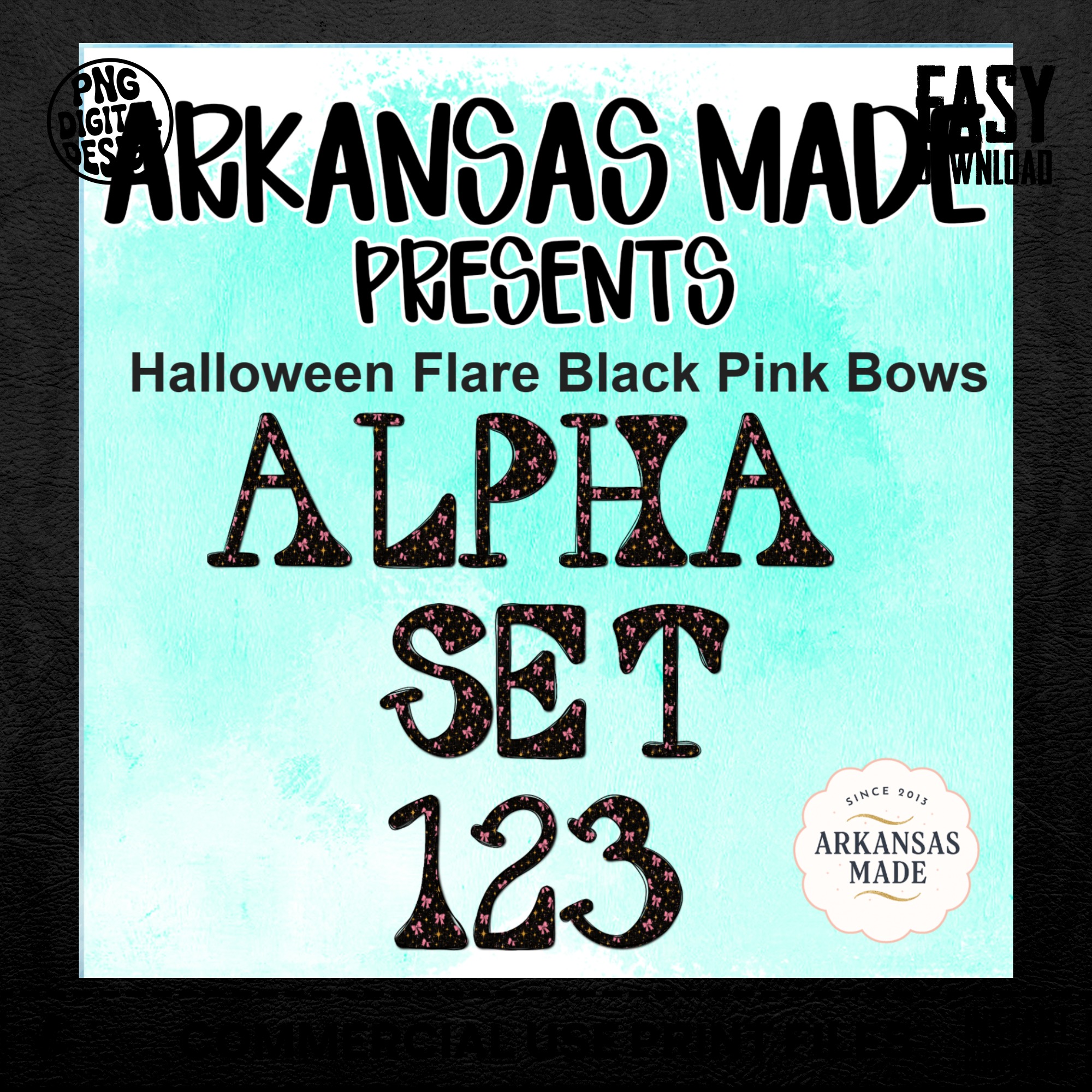 Halloween Digital Alpha PNGs - Halloween Flare Black Pink Bows Alpha Set 123 - Spooky Font, Numbers for Sublimation & Crafts - Image 4