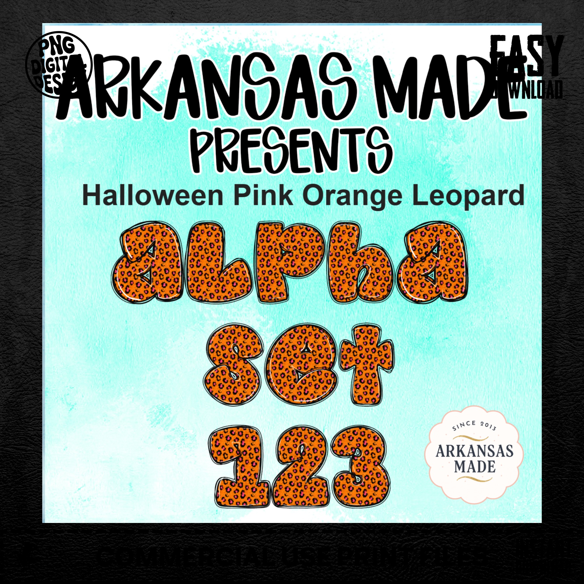 Halloween Digital Alpha PNGs - Pink Orange Leopard Alpha Set 123 - Spooky Design Letters & Numbers - Image 4