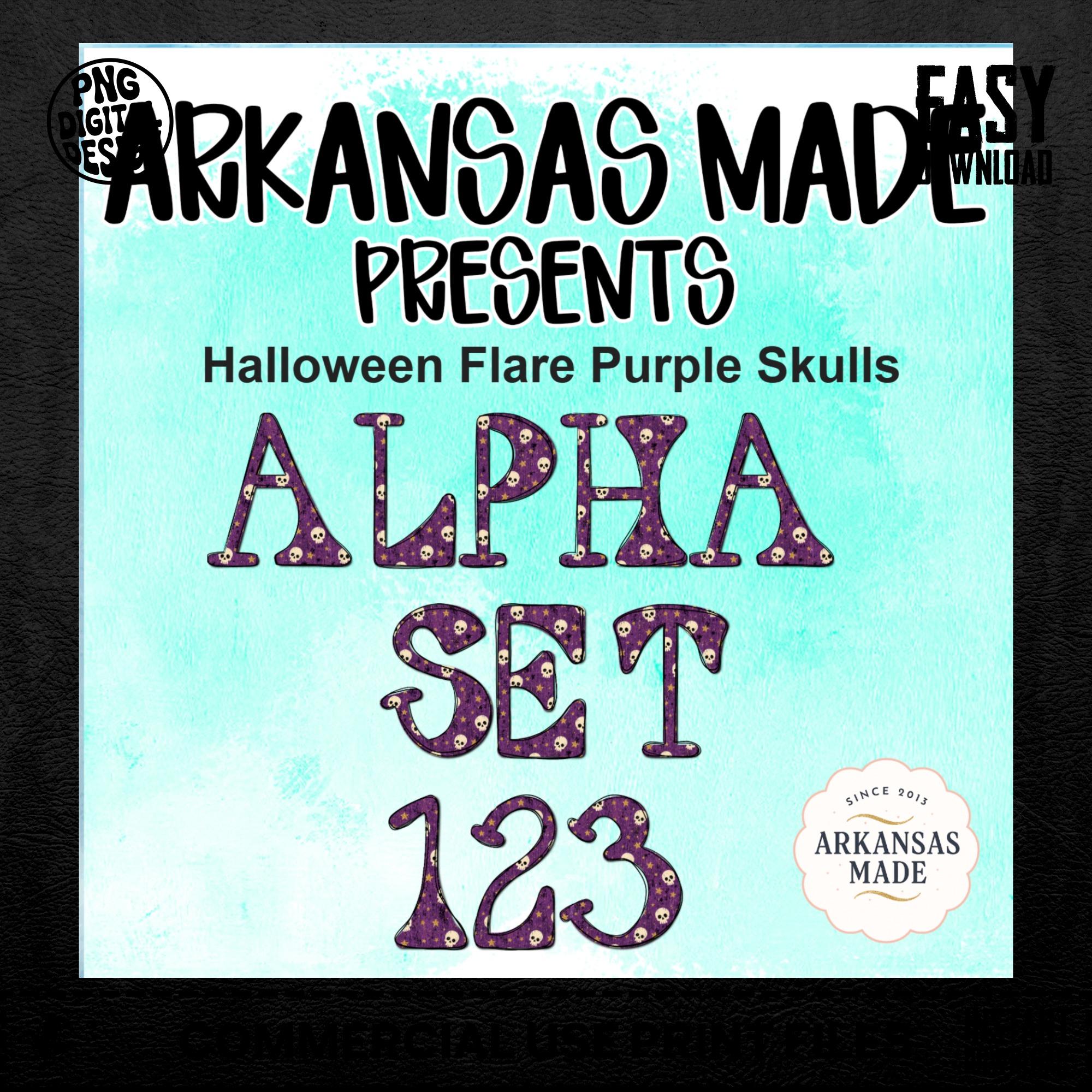 Halloween Flare Purple Skulls Alpha Set 123 PNGs Spooky Digital Letters Numbers & Symbols Instant Download - Image 4