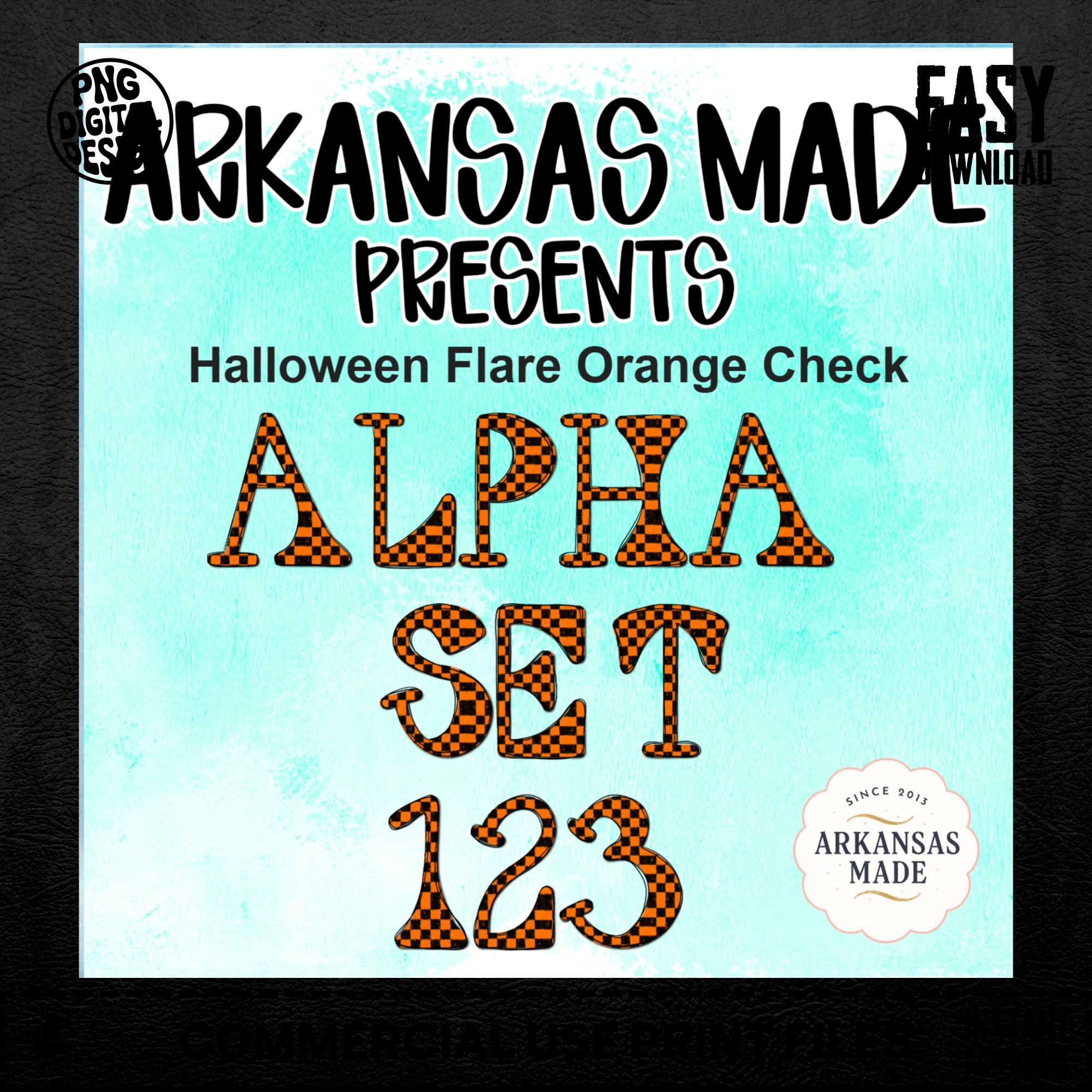 Halloween Flare Orange Check Alpha Set 123 Digital Alpha PNGs - Spooky Season Letters & Numbers for Crafts - Image 4