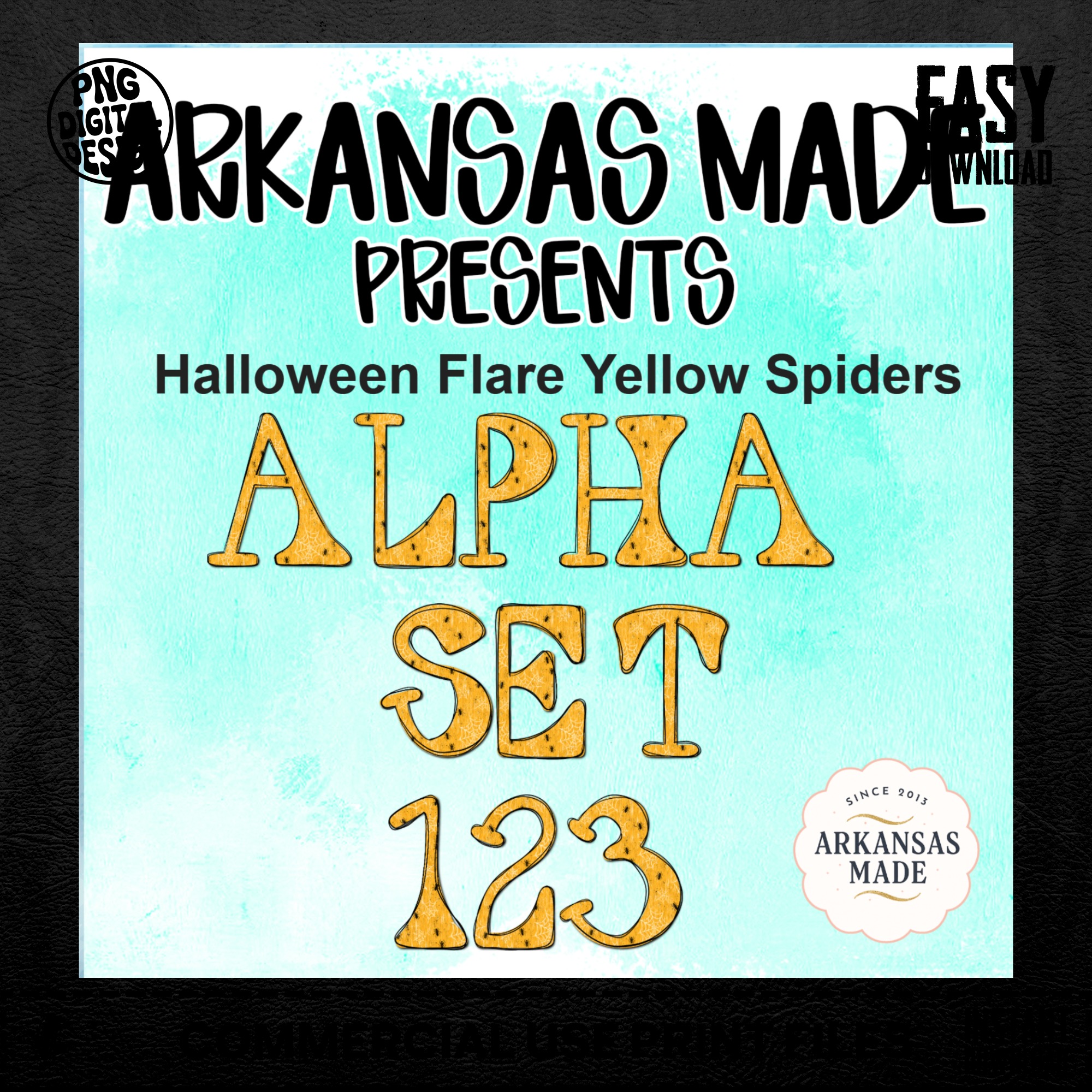 Halloween Flare Yellow Spiders Alpha Set 123 | Spooky Digital Alphabet PNGs for Crafters, Halloween Letters & Numbers Clip Art - Image 4