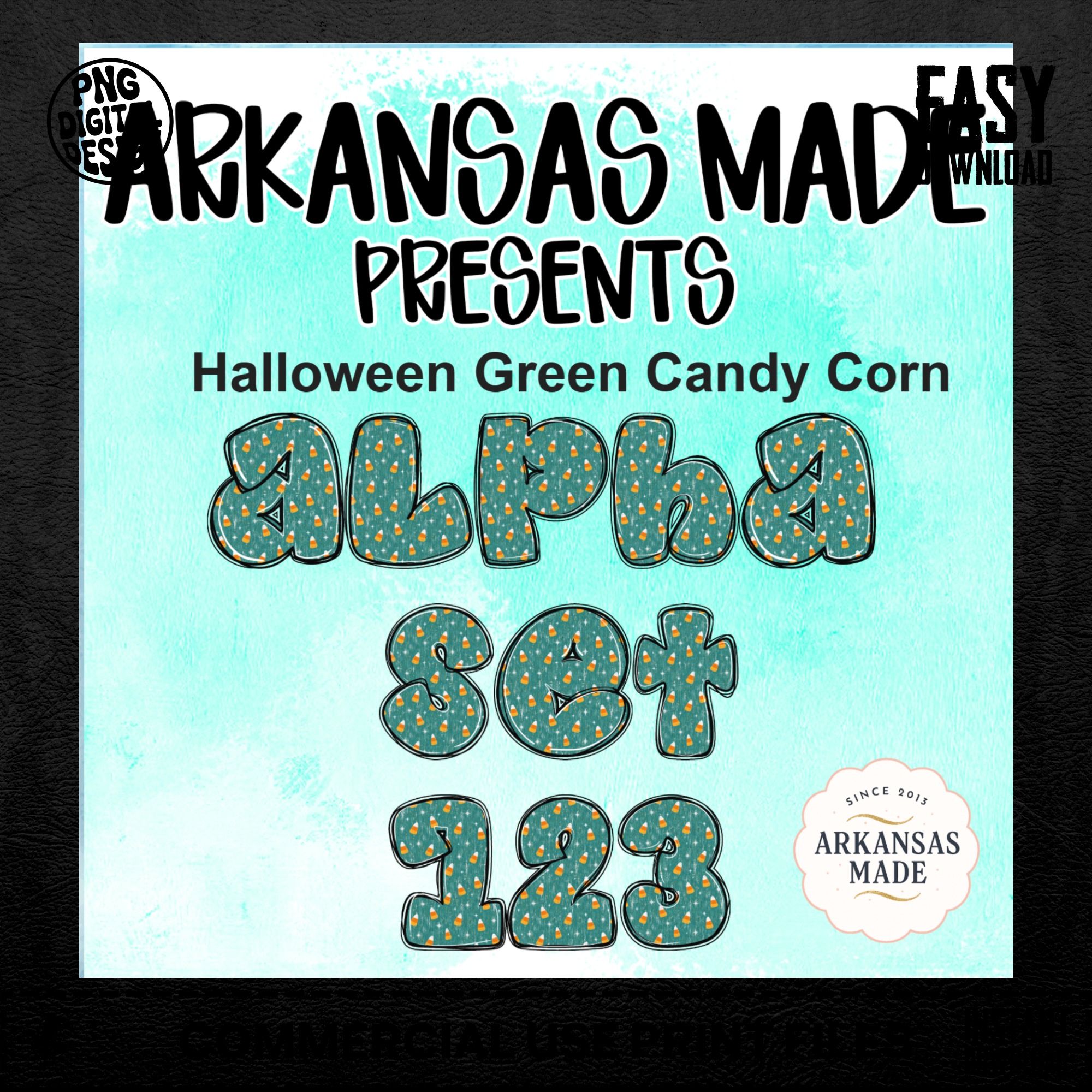Halloween Green Candy Corn Alpha Set 123 Digital Alpha PNGs | Spooky Letters & Numbers Bundle for Sublimation & Fall Crafts DIY - Image 4