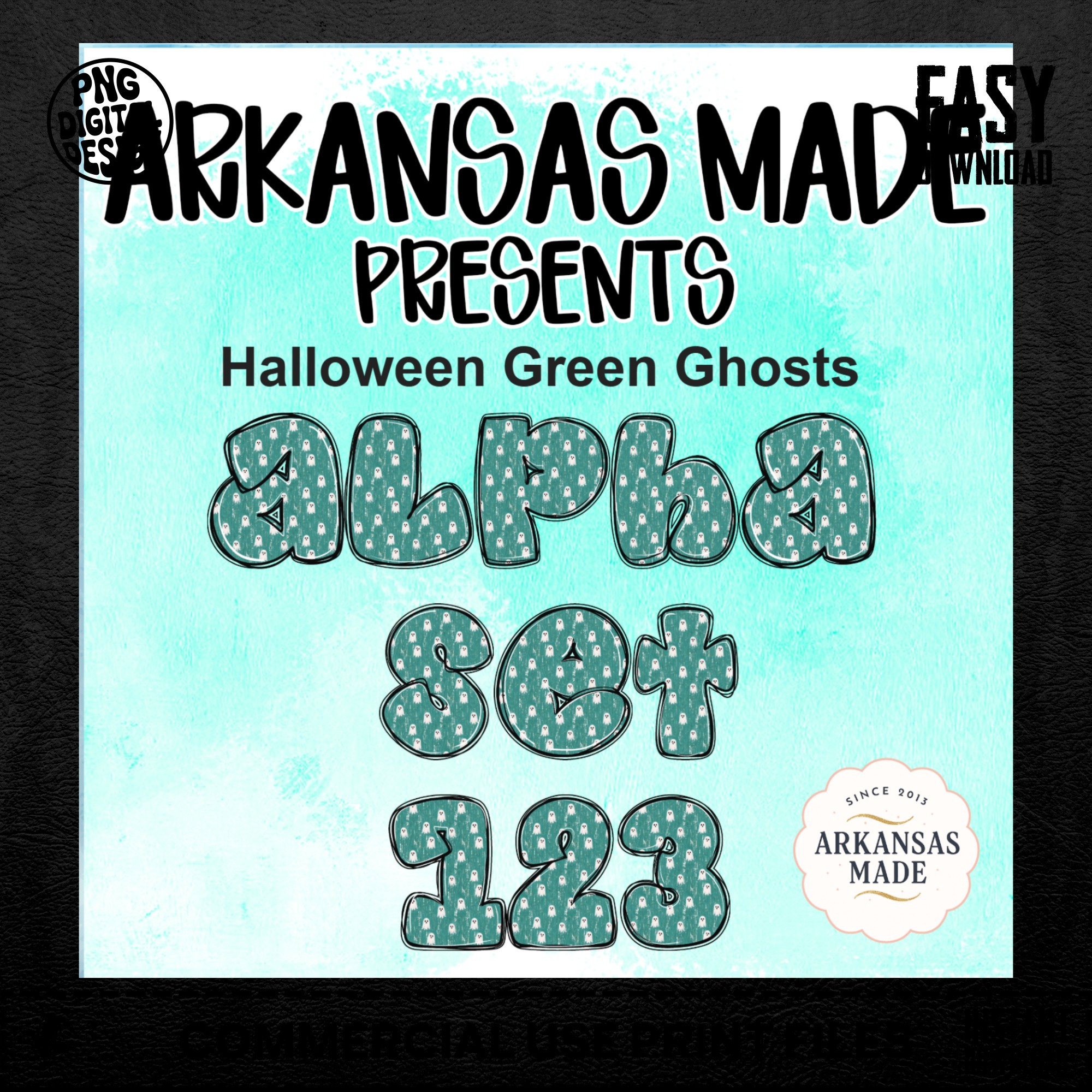Halloween Green Ghosts Alpha Letter PNGs - Spooky Ghost Digital Alphabet Clip Art for Sublimation & Crafts - Image 4