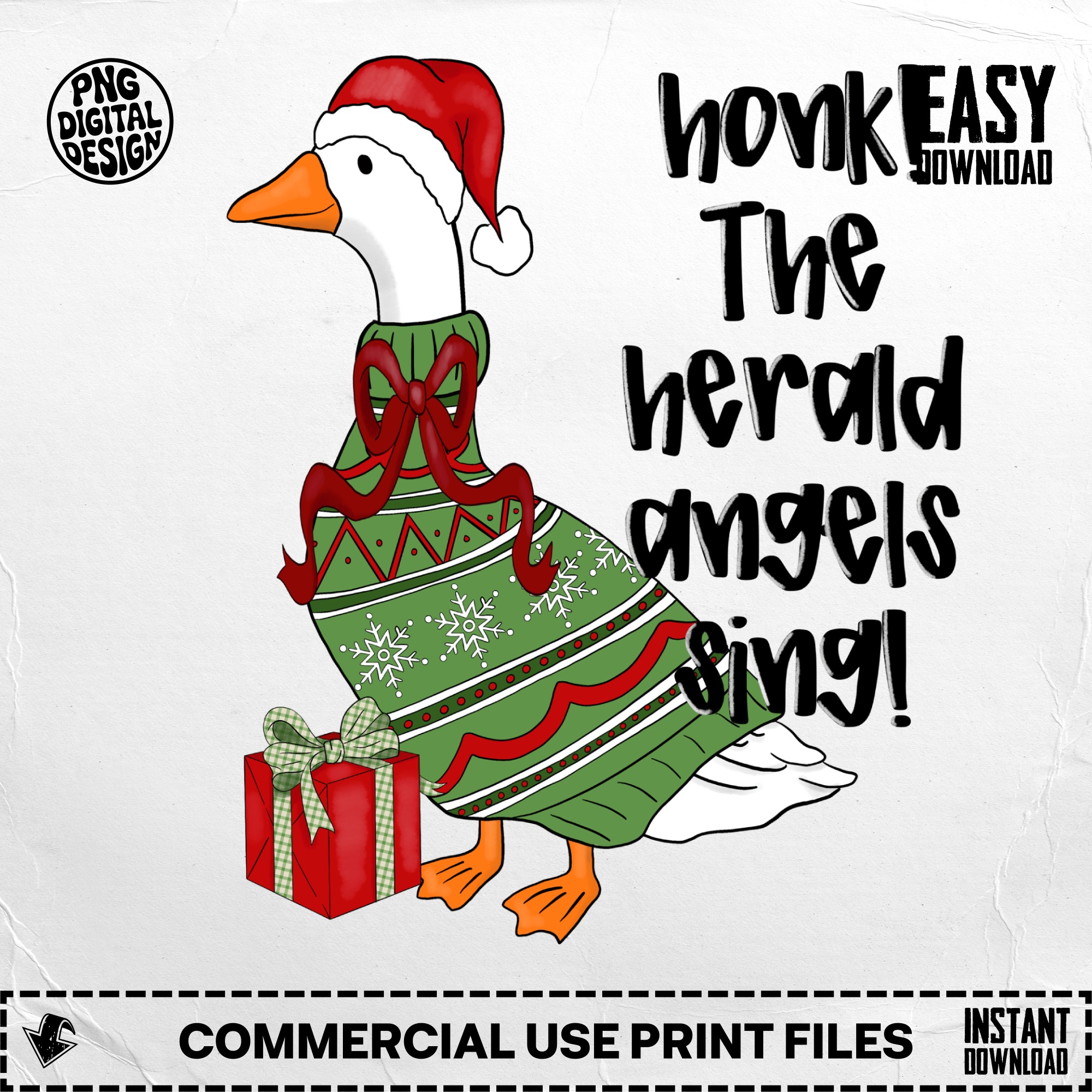 Funny Christmas Goose Honk The Herald Angels Sing Ugly Sweater Digital PNG File for Holiday Crafting & Gifts - Image 5