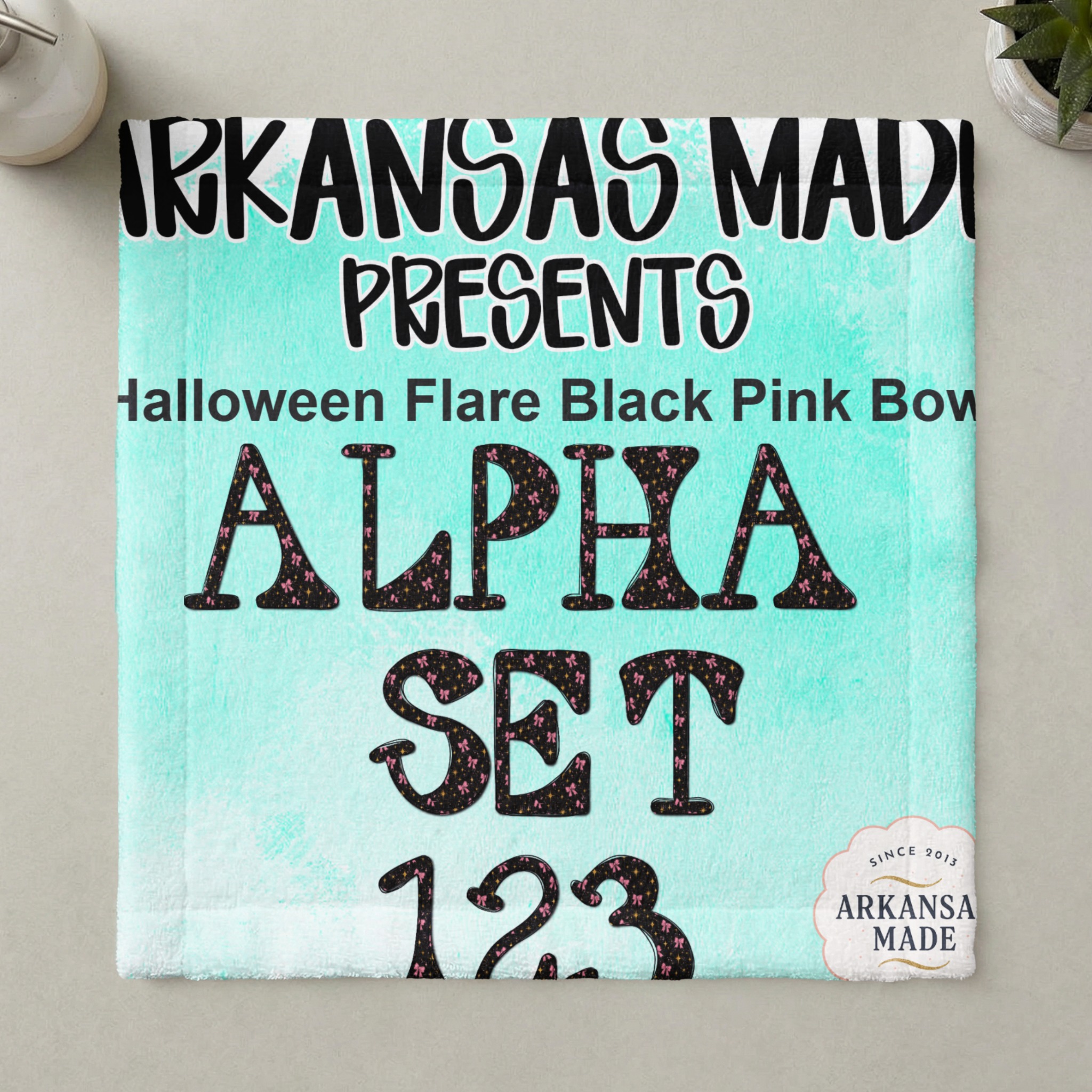 Halloween Digital Alpha PNGs - Halloween Flare Black Pink Bows Alpha Set 123 - Spooky Font, Numbers for Sublimation & Crafts - Image 5