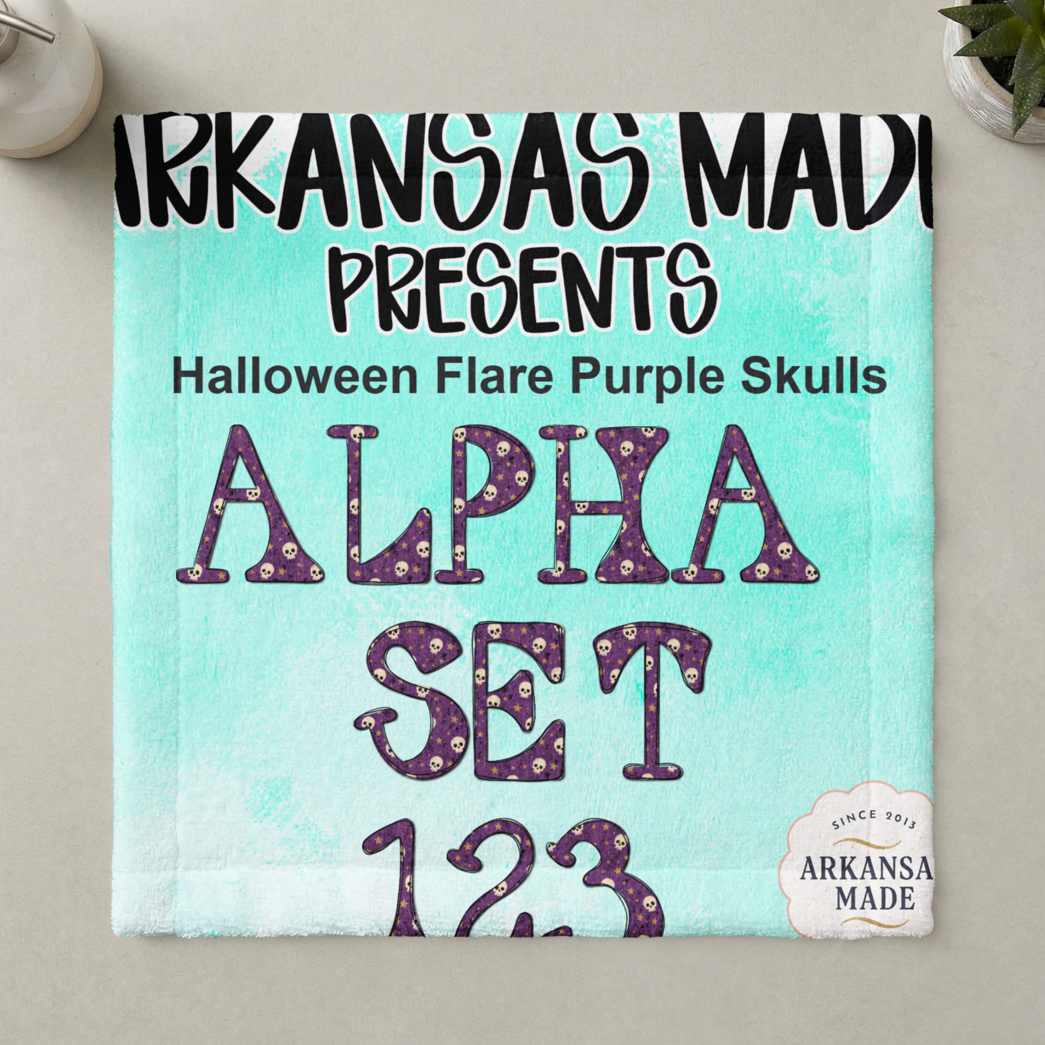 Halloween Flare Purple Skulls Alpha Set 123 PNGs Spooky Digital Letters Numbers & Symbols Instant Download - Image 5