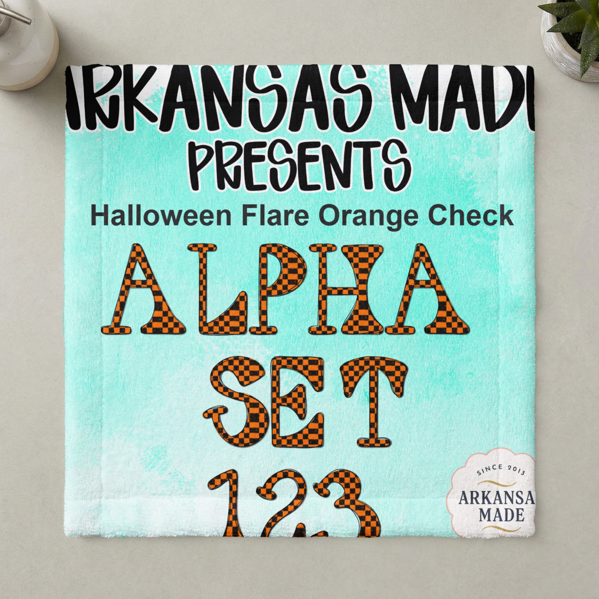 Halloween Flare Orange Check Alpha Set 123 Digital Alpha PNGs - Spooky Season Letters & Numbers for Crafts - Image 5