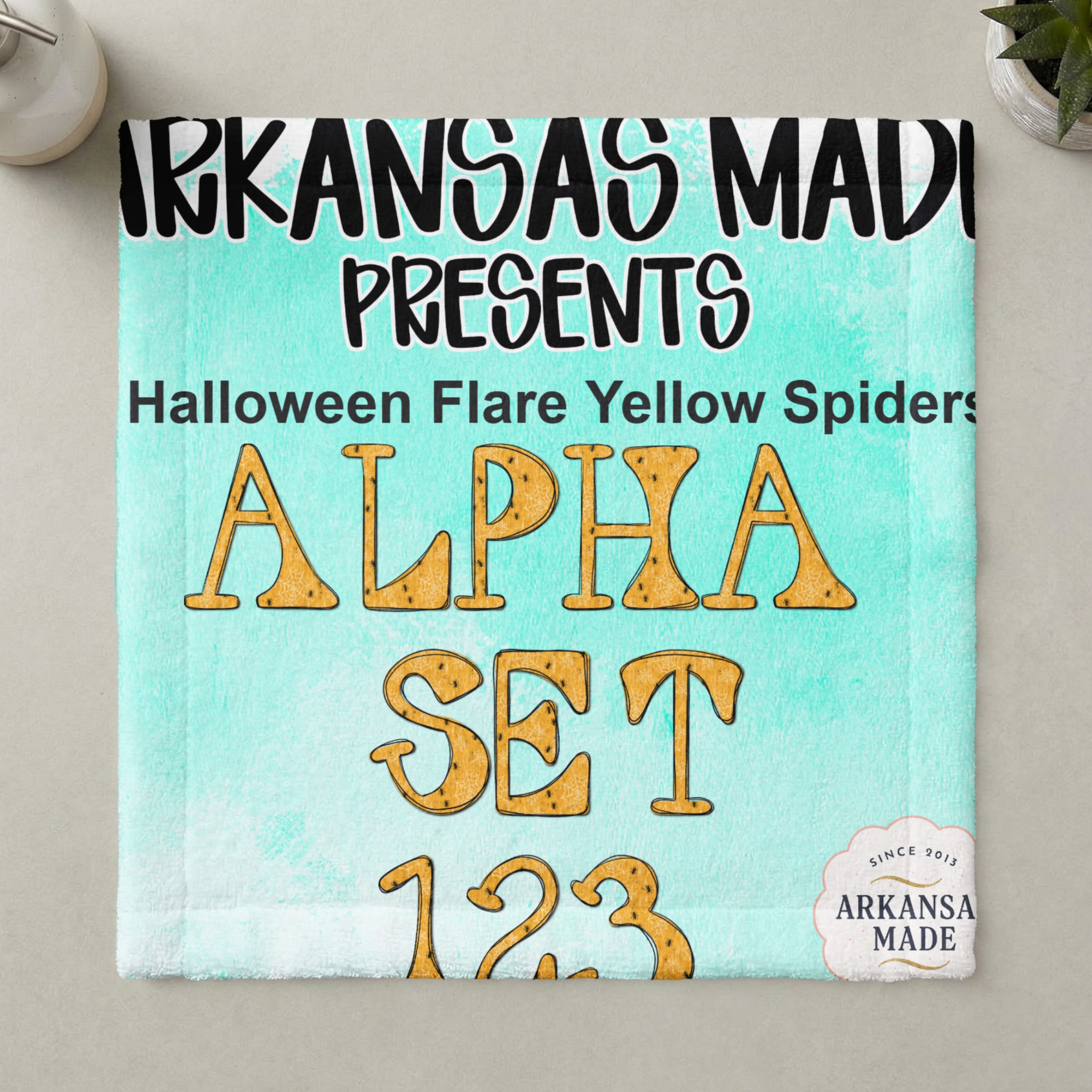 Halloween Flare Yellow Spiders Alpha Set 123 | Spooky Digital Alphabet PNGs for Crafters, Halloween Letters & Numbers Clip Art - Image 5