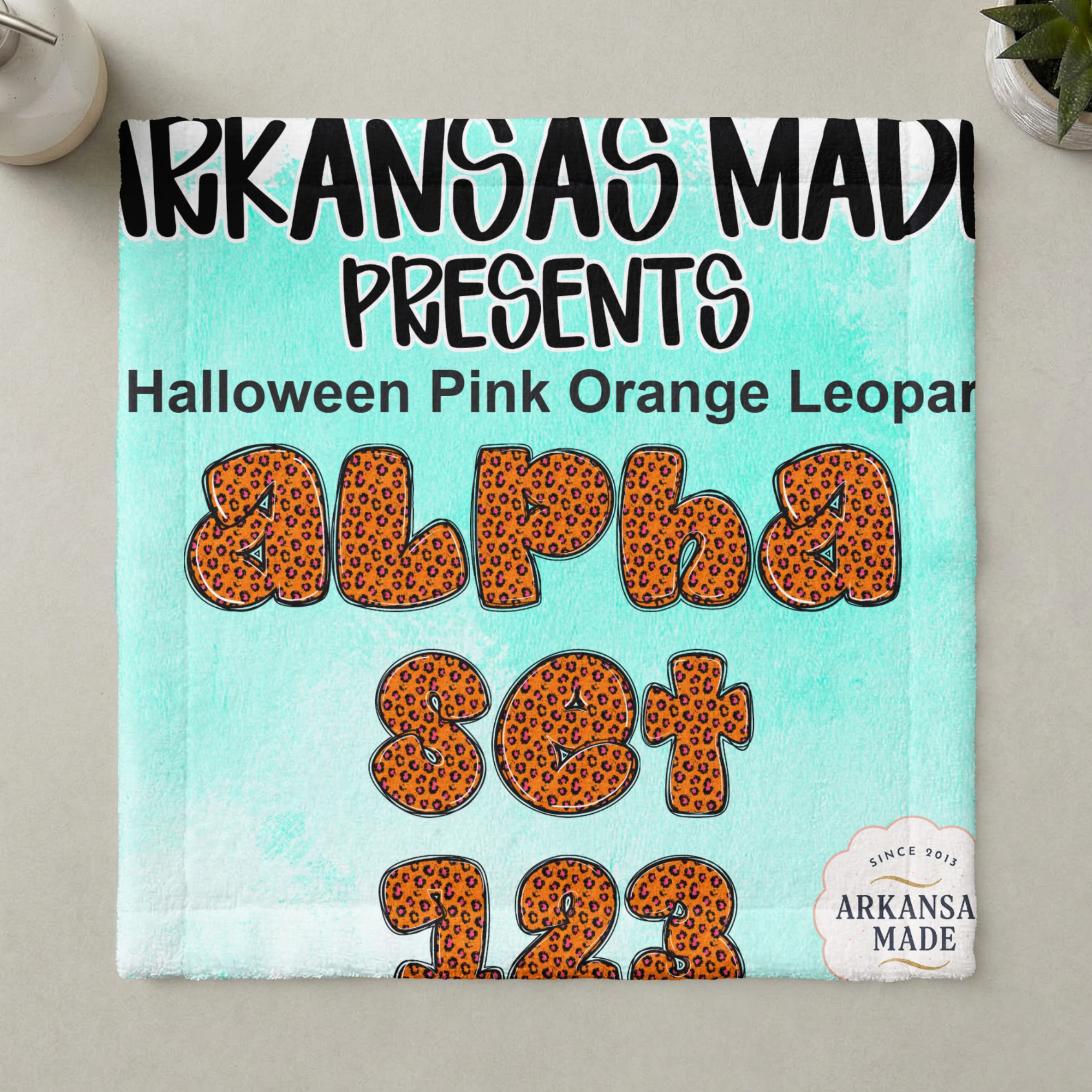 Halloween Digital Alpha PNGs - Pink Orange Leopard Alpha Set 123 - Spooky Design Letters & Numbers - Image 5