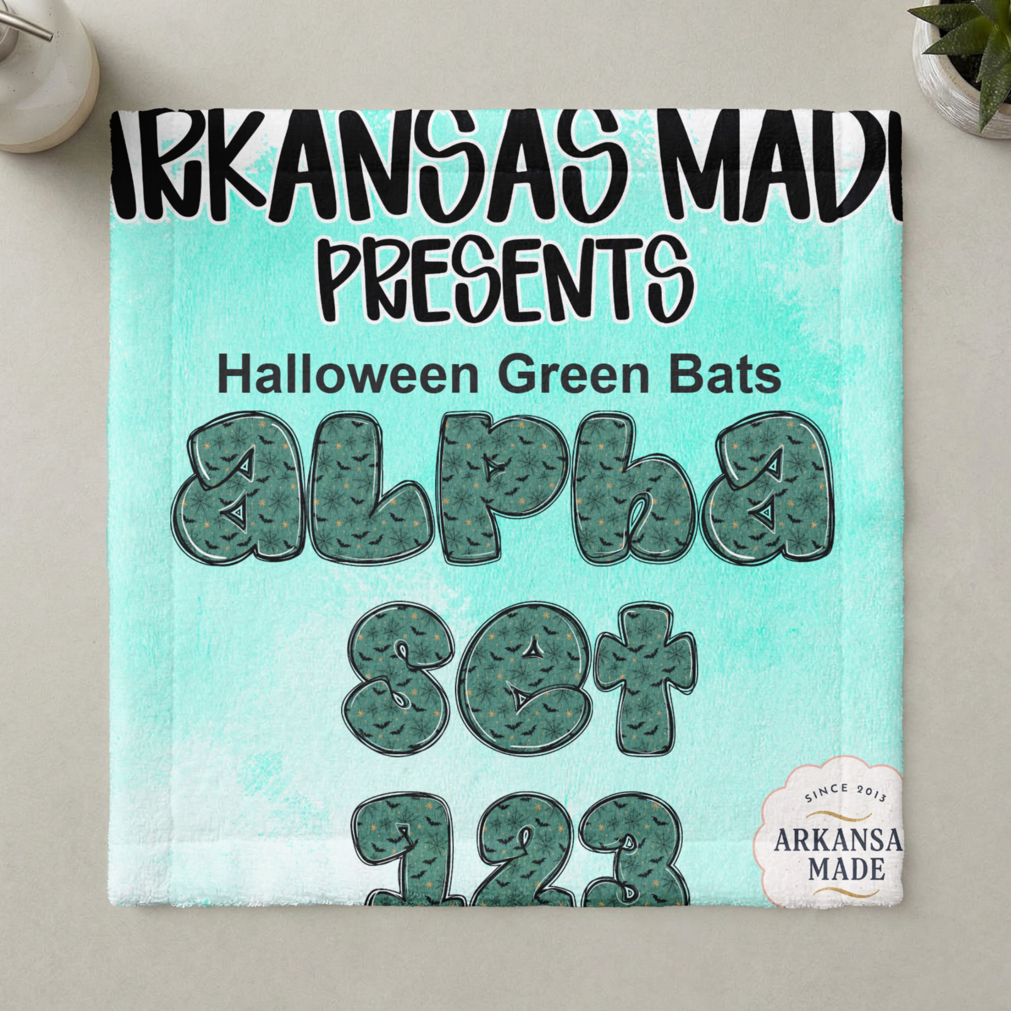 Halloween Green Bats Digital Alpha PNG Set 123, Spooky Faux Gold Spiderwebs Bubble Letters Font Commercial Use Sublimation - Image 5