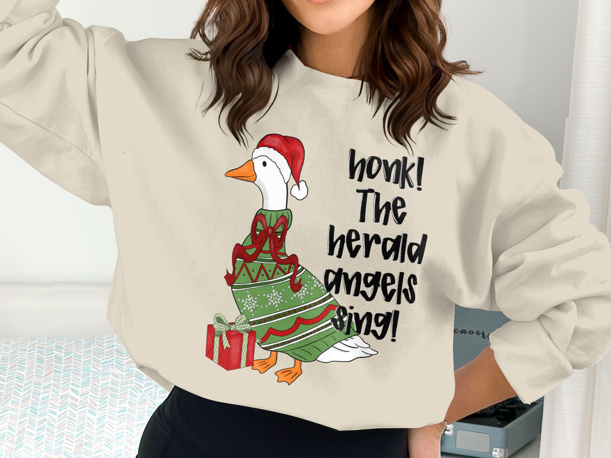 Funny Christmas Goose Honk The Herald Angels Sing Ugly Sweater Digital PNG File for Holiday Crafting & Gifts - Image 3