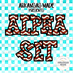 Wavy Stripe Alpha Set PNG Letters, Bold Red Cream Alphabet Clipart, Varsity Style Monogram Digital File for Crafts
