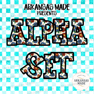 Floral Red Blue Alpha Set PNG, Country Rustic Letter Alphabet Digital Download, Sublimation Design for T-Shirts & Crafts