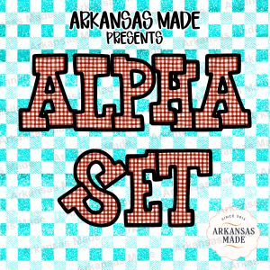 Red Plaid Alpha PNG Set, Distressed Gingham Letters Clipart Bundle, Rustic Font Digital Download, Farmhouse Alphabet PNG Design