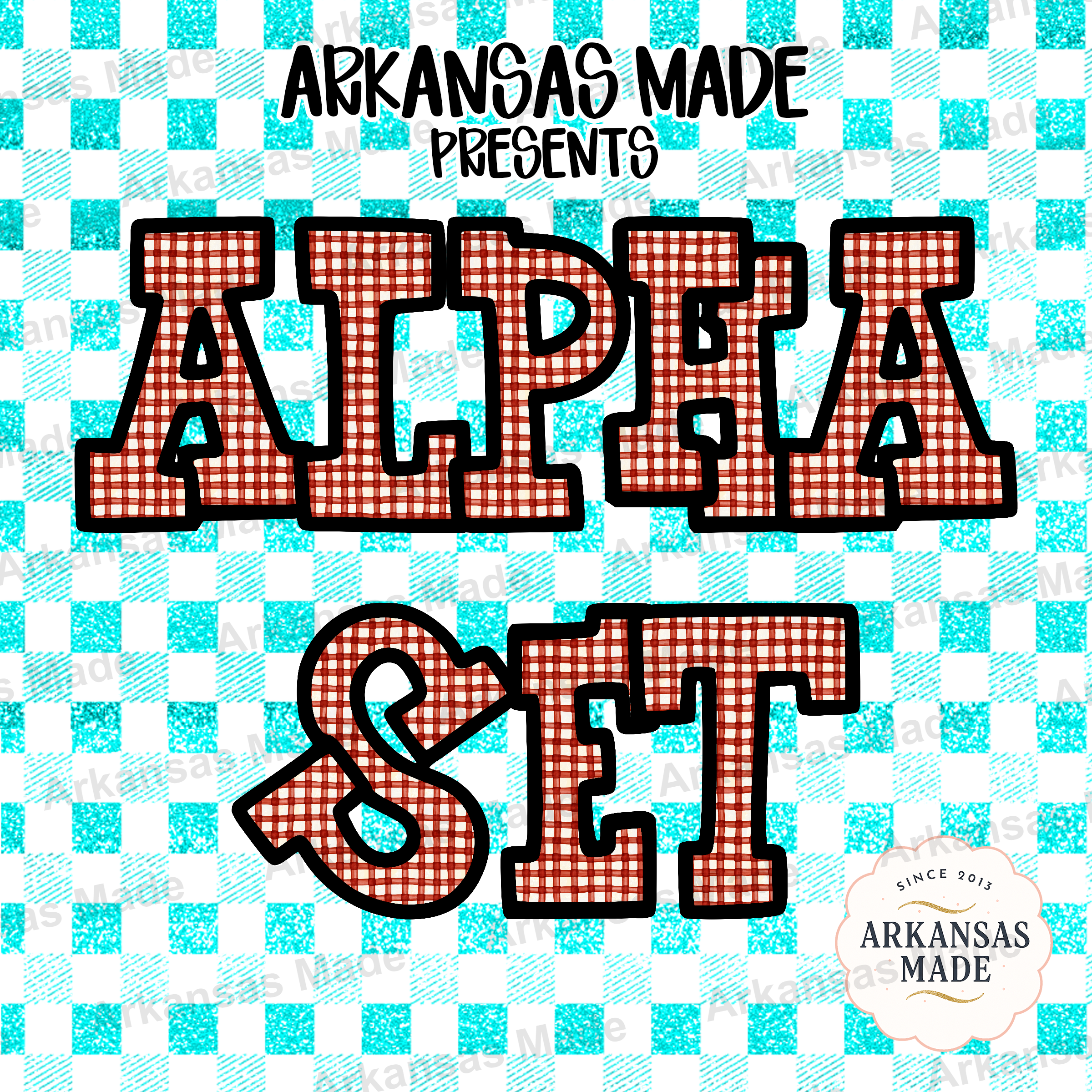 Red Plaid Alpha PNG Set, Distressed Gingham Letters Clipart Bundle, Rustic Font Digital Download, Farmhouse Alphabet PNG Design
