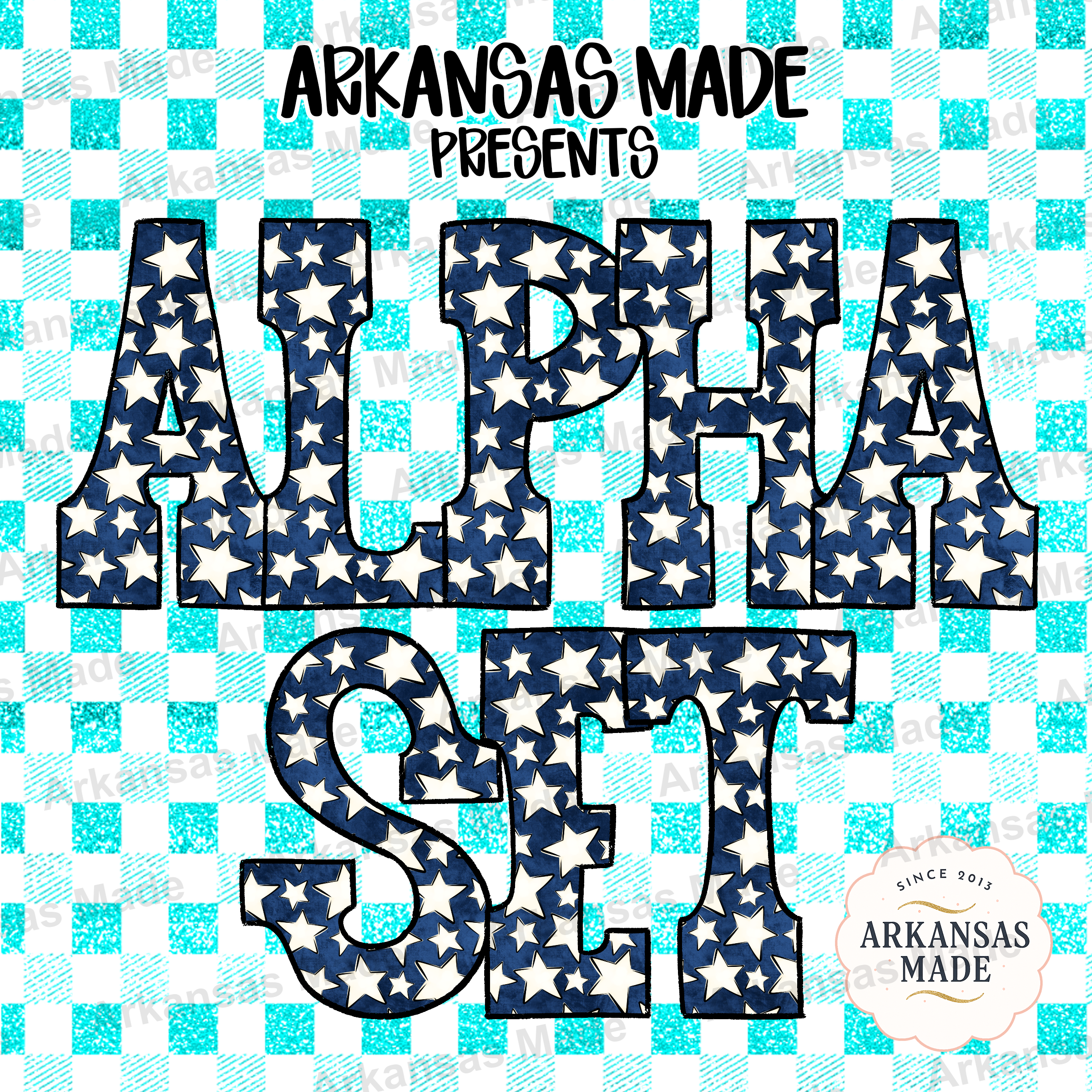 Patriotic Star Letters Alpha Set PNG Bundle, Americana Alphabet Digital Download for 4th of July Crafts