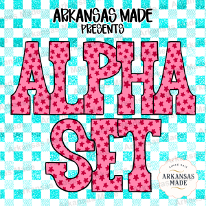 Pink Star Alpha Set PNG | Red Star Alphabet Sublimation Digital Download | Chunky Letters Font for Crafting