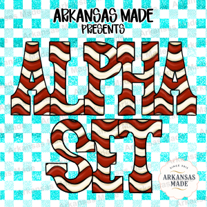 Red Cream Candy Stripe Alpha Set PNG, Wavy Striped Letters, Festive Alphabet Clipart, Christmas Holiday Digital Font, Sublimation Design