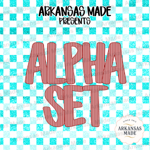 Red Striped Letters PNG Alpha Set - Varsity Athletic Font Digital Alphabet, Pinstripe Monogram Clipart, Craft Design Bundle for Cricut &