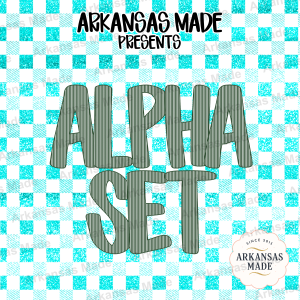 Striped Alpha Set PNGs, Lined Alphabet Clipart Bundle, Teal Green Letters, Digital Download for Personalized Gifts, Commercial Use Craft