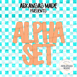 Orange Striped Alpha Set PNGs, Digital Alphabet Letters for Sublimation Design, Crafting Font, Custom Text DIY Project Instant Download