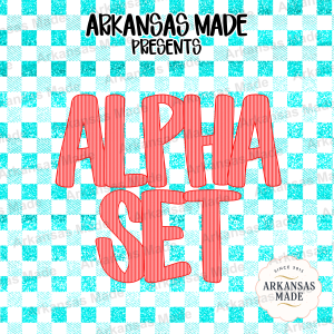 Red Pinstripe Alpha Set PNGs, Striped Letters Bundle, Digital Alphabet Clipart, Varsity Font Instant Download for DIY Crafts, T-shirt Design