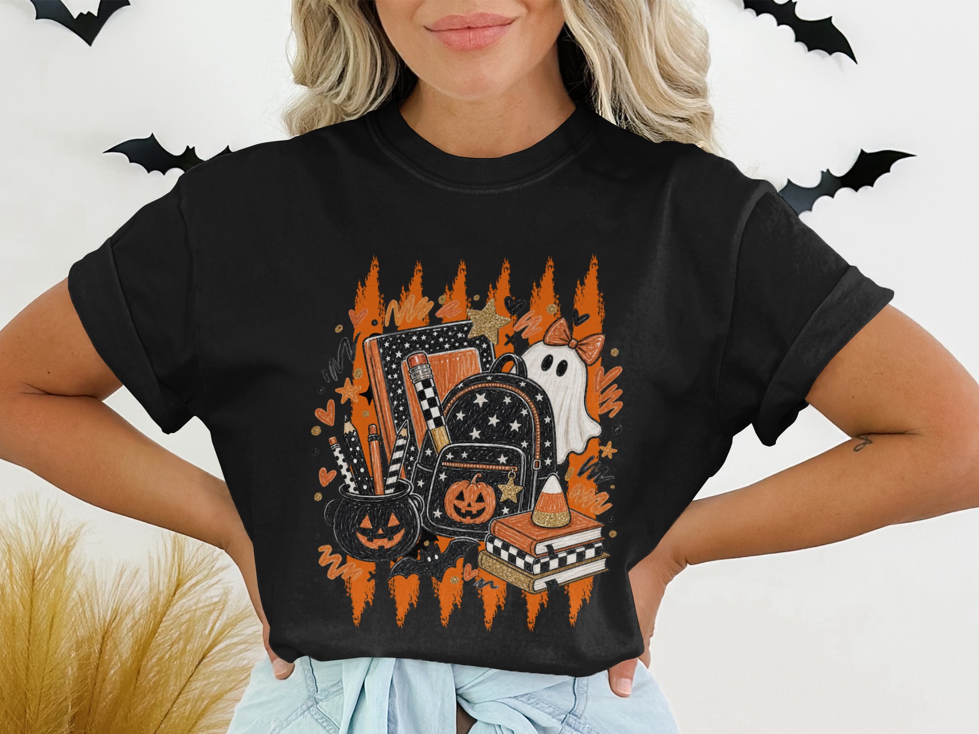 Spooky Cute Teacher Halloween T-Shirt, Back To School Ghost Pumpkin Tee, Fall Educator Shirt Gift, Funny Autumn Outfit for Her - Image 2