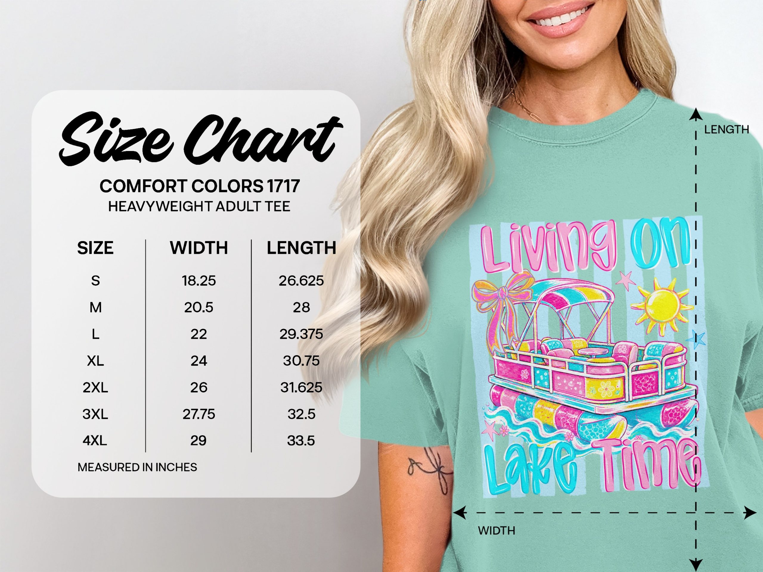Living On Lake Time T-Shirt, Comfort Colors Lake Life Tee, Pontoon Boat Summer Vacation Shirt, Preppy Lake Girl Gift - Image 4