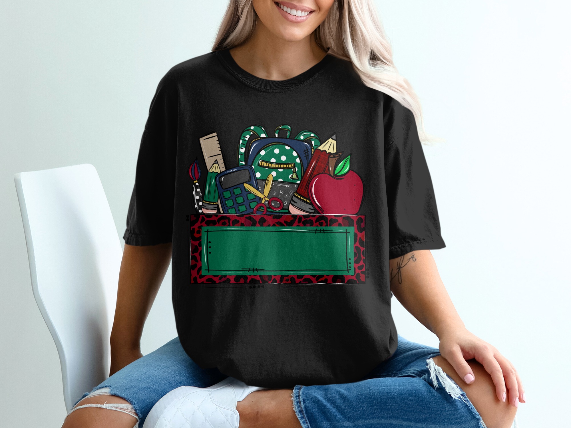 Custom Teacher Back to School T-Shirt | Personalized School Name Mascot Leopard Print Tee | Teacher Appreciation Gift | School Spirit Top - Image 8