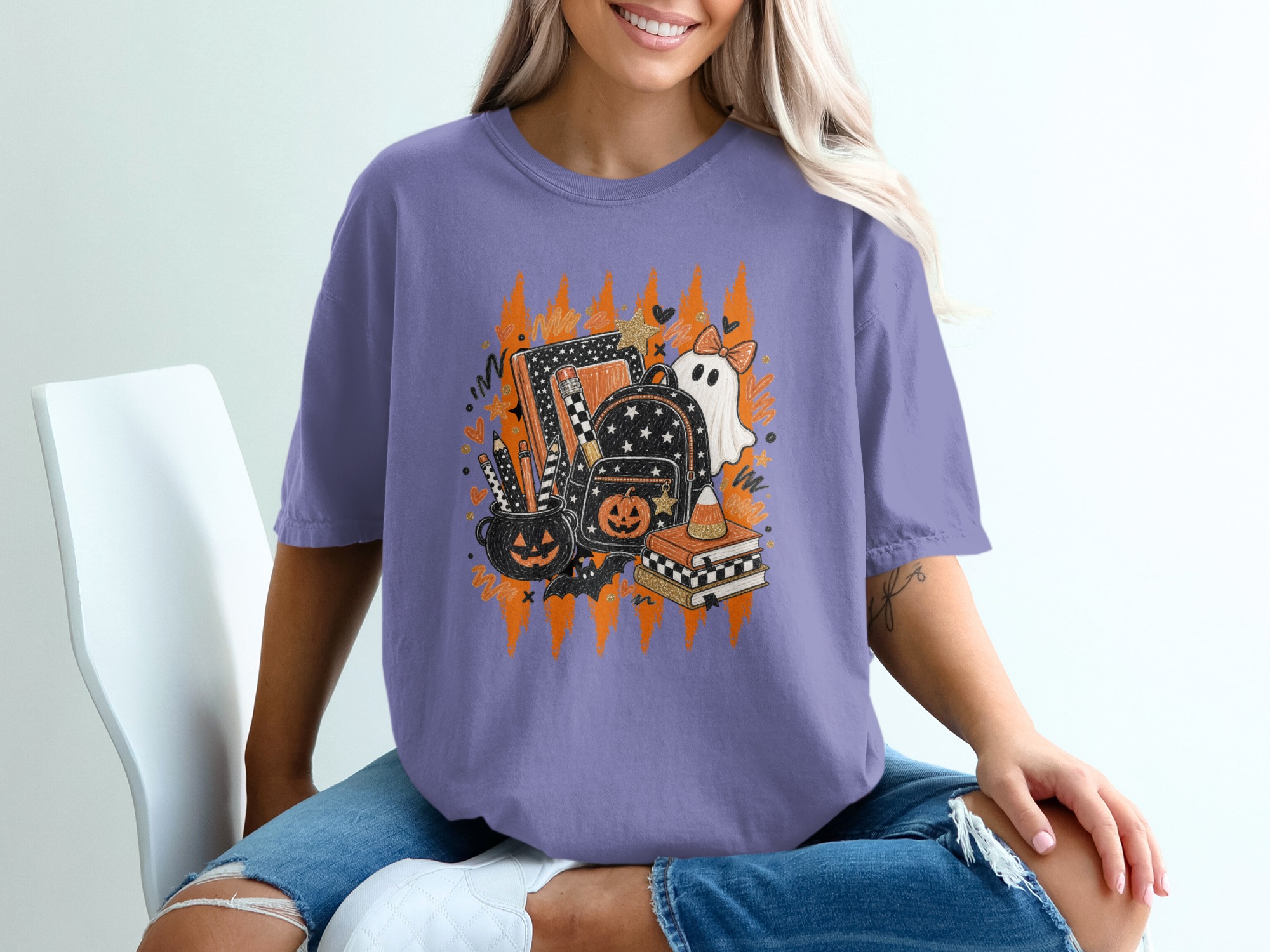 Spooky Cute Teacher Halloween T-Shirt, Back To School Ghost Pumpkin Tee, Fall Educator Shirt Gift, Funny Autumn Outfit for Her - Image 6