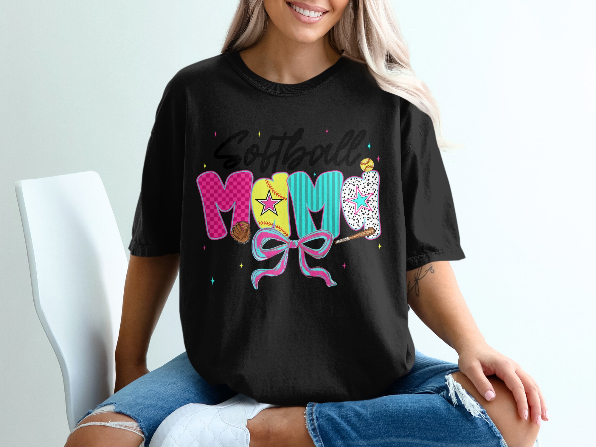 Softball Mama T-Shirt, Comfort Colors ® Softball Mom Game Day Shirt, Cute Sports Mama Tee, Trendy Sporty Mom Gift for Her - Image 2