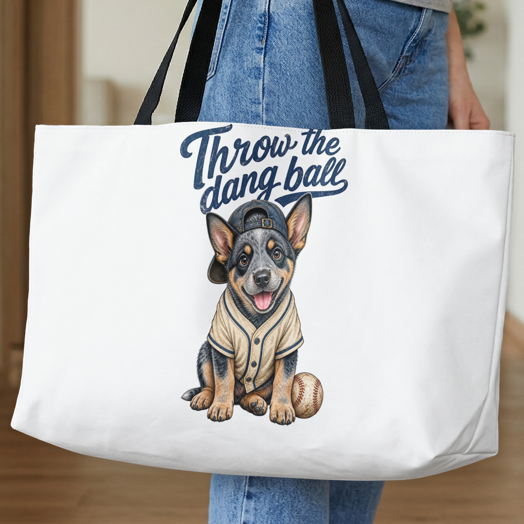 Cute Baseball Puppy Tote Bag, Throw the Dang Ball Puppy Canvas Bag, Sports Dog Lover Gift for Her, Pet Owner - Image 10