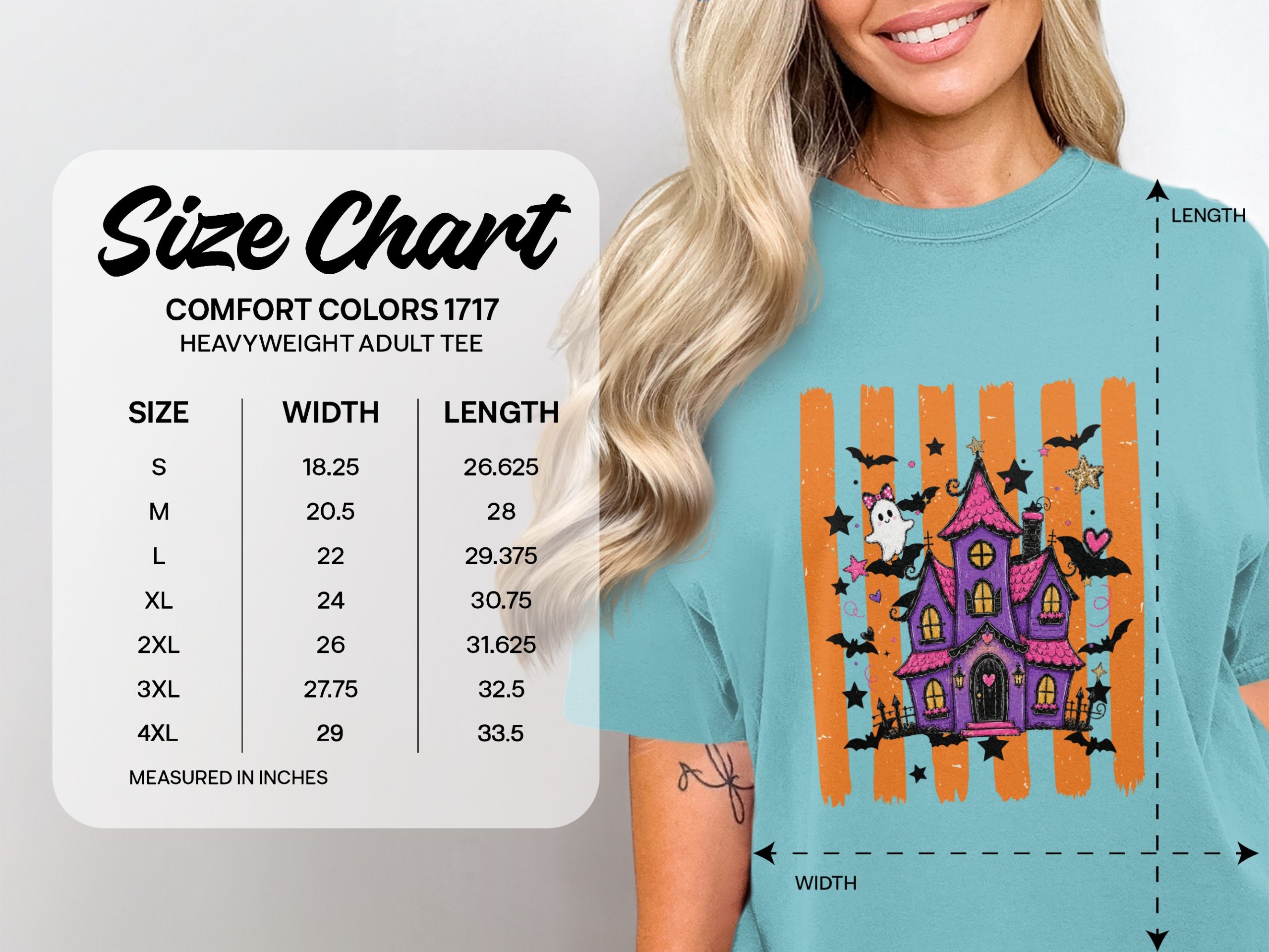 Spooky Cute Haunted House T-Shirt | Whimsical Halloween Tee with Ghosts & Bats | Purple Pink Aesthetic Fall Party Shirt Gift - Image 11