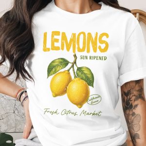 Sun Ripened Lemons T-Shirt, Comfort Colors ® Fresh Citrus Market Tee, California Grown Vintage Lemon Graphic Shirt, Botanical Fruit Lover
