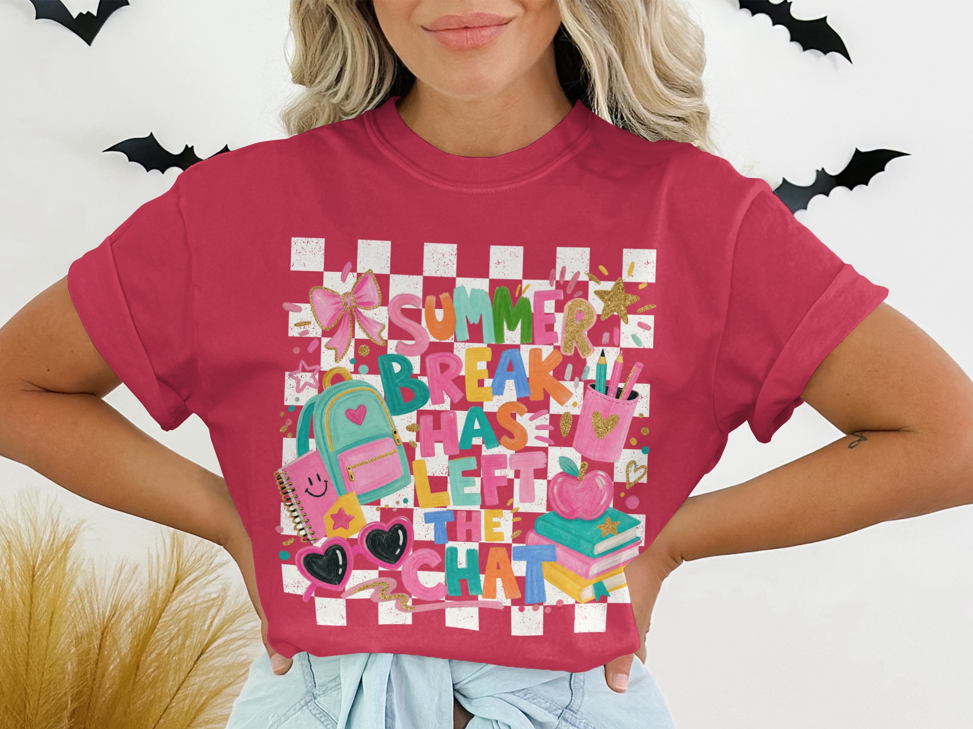 Summer Break Has Left The Chat T-Shirt | Funny Back to School Teacher Shirt | Student Gift End of Summer Tee - Image 11