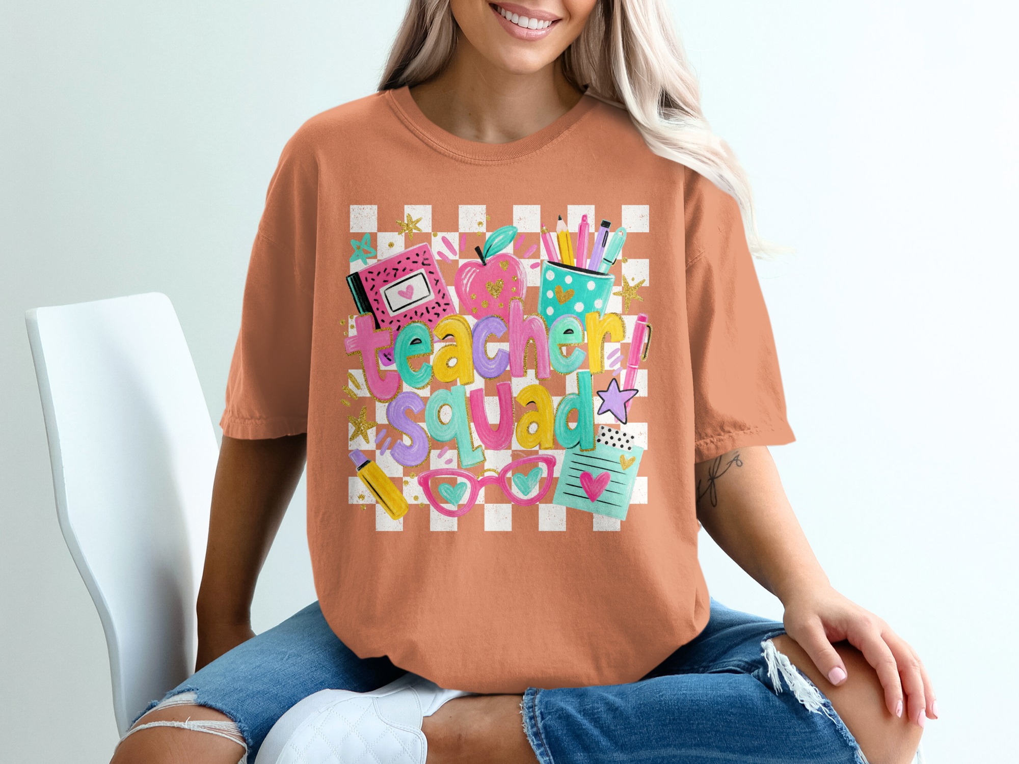 Teacher Squad T-Shirt, Cute Back to School Educator Appreciation Gift, Colorful School Staff Team Tee, Fun End of Year Present for Women - Image 3