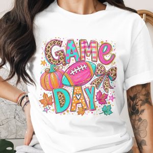Comfort Colors ® Game Day T-Shirt, Leopard Football Tee, Fall Pumpkins & Leaves, Boho Sports Fan Top for Her